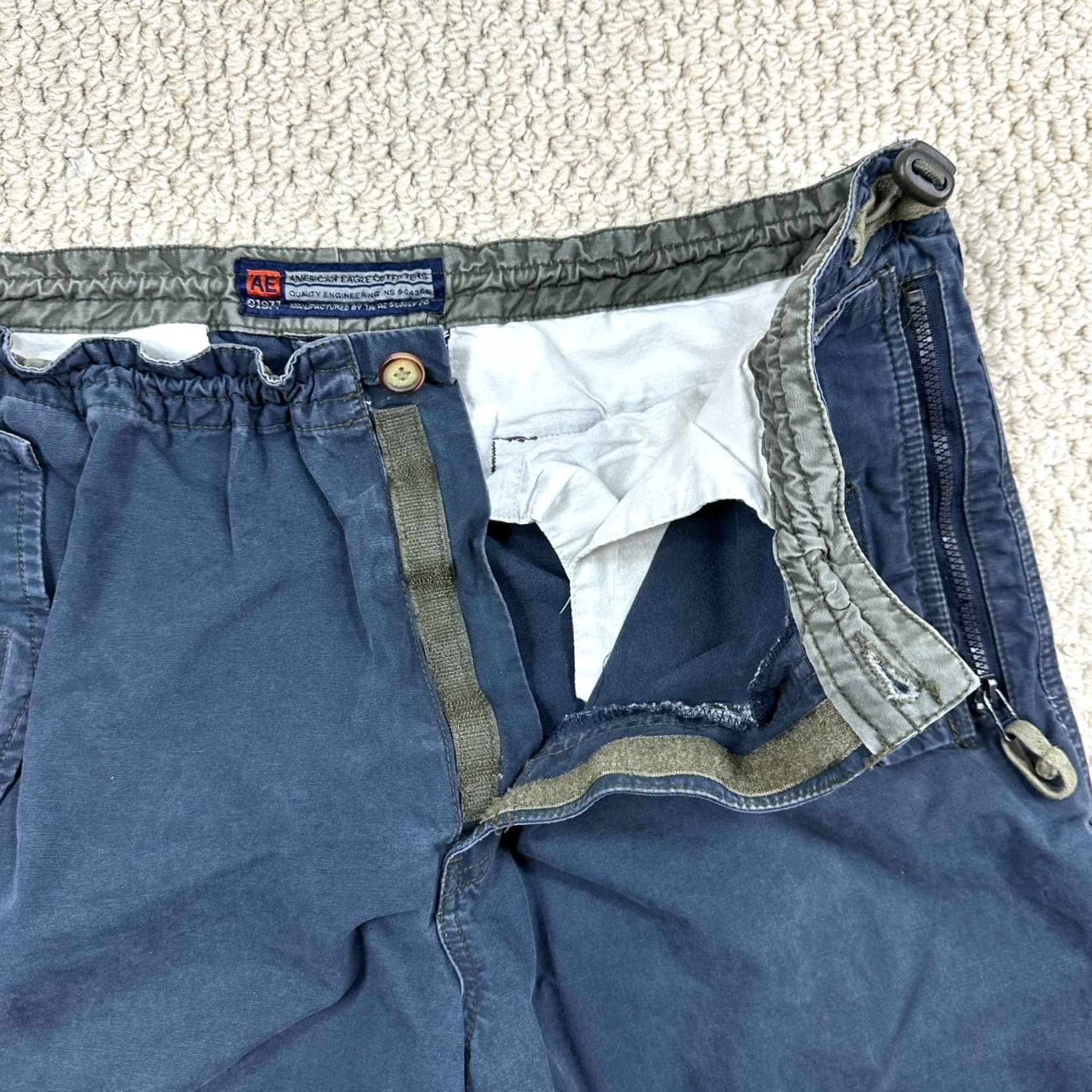 American Eagle Outfitters VINTAGE American Eagle Pants Mens 34x33 Navy Cargo Military Baggy Skater Y2K 90s Size US 34 / EU 50 - 3 Thumbnail