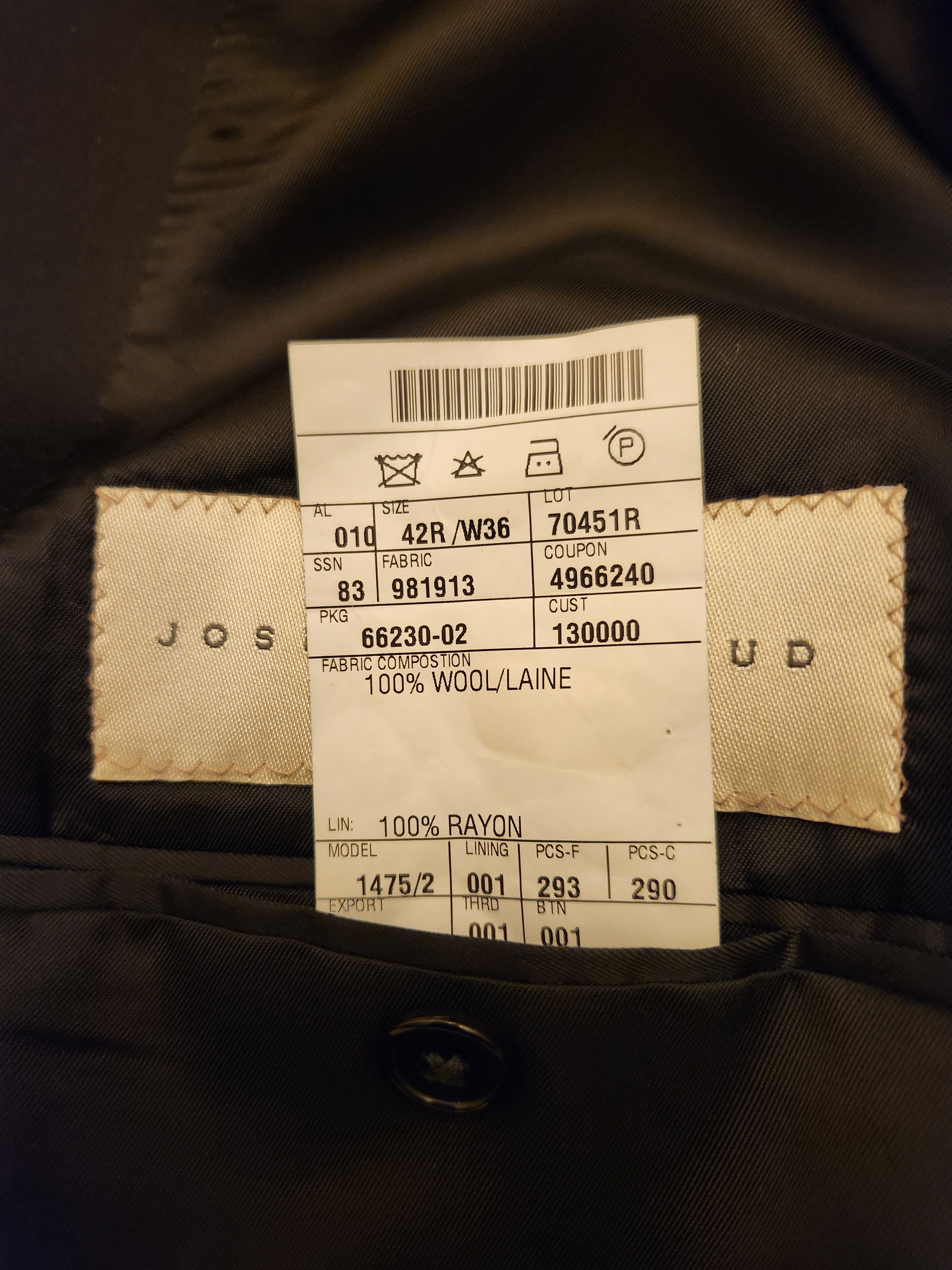 Jos. A. Bank Vintage 100% Wool 3 Button Tuxedo Size 42R - 6 Thumbnail