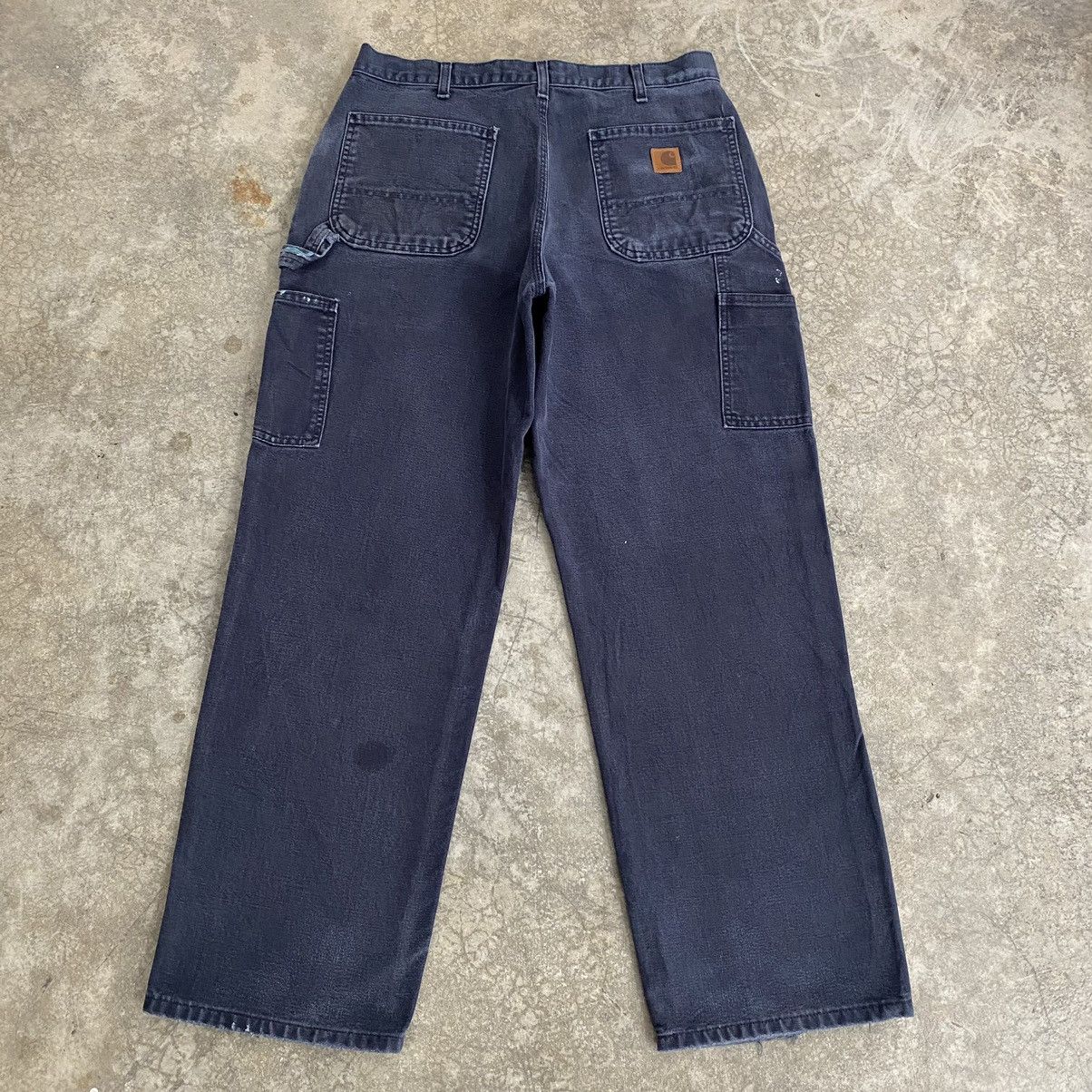 Carhartt VTG Carhartt Faded Midnight Blue Ripped Carpenter Pants Size US 33 - 15 Thumbnail
