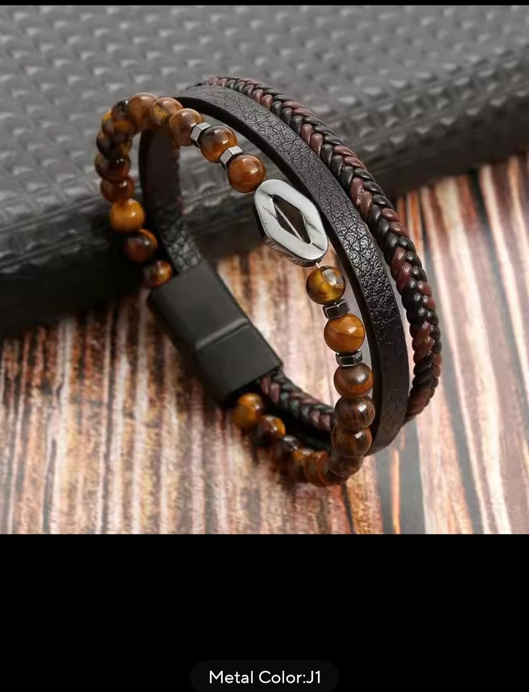 Homemade Handcrafted Leather Bracelet – Multi-Layer Braided Design Size ONE SIZE - 13 Thumbnail