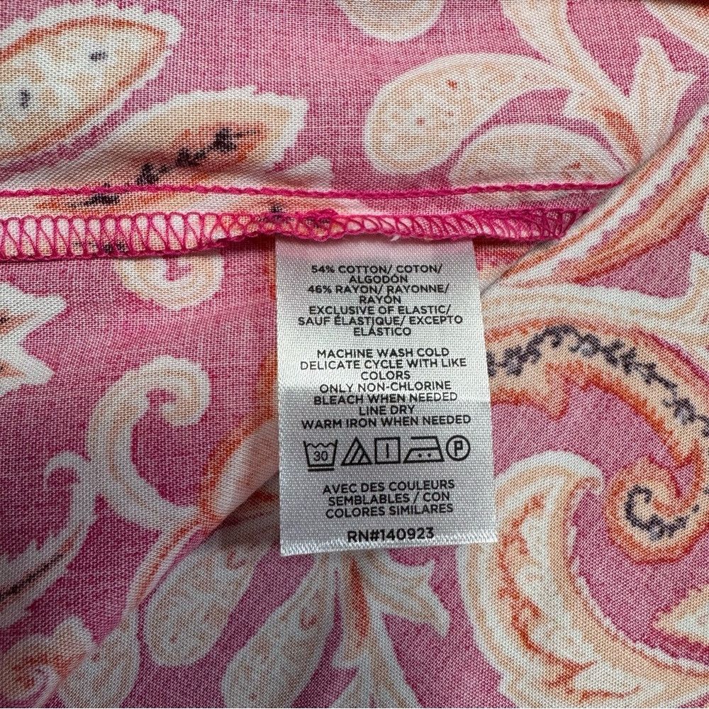 Loft NWT New LOFT Paisley Smocked Cuff V-Neck Cotton Blend Blous Size XS / US 0-2 / IT 36-38 - 8 Thumbnail