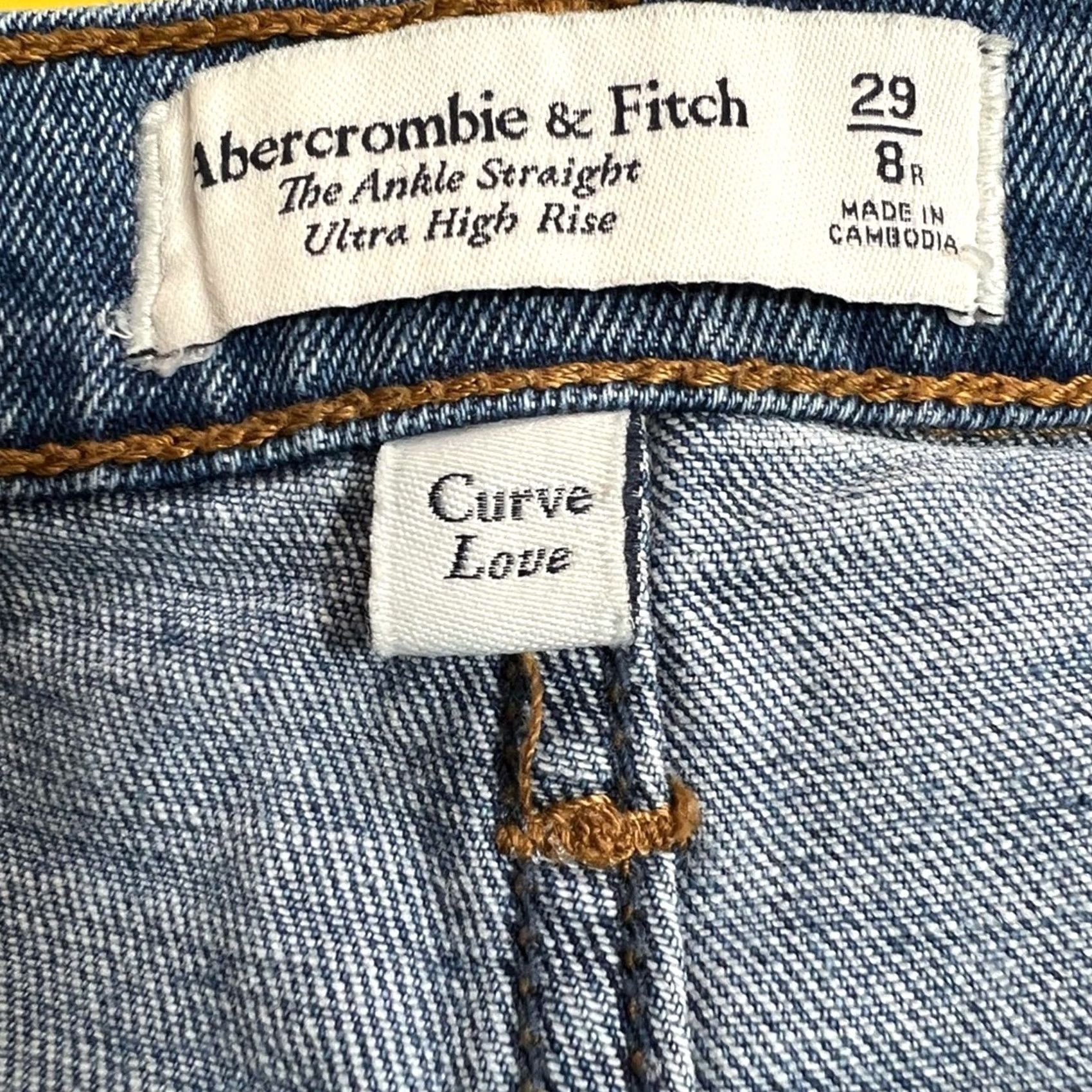 Abercrombie & Fitch Abercrombie & Fitch Curve Love The Ankle Straight Ultra High Rise 29/8R Women 29 Blue Straight Regular Jeans Size ONE SIZE - 6 Thumbnail