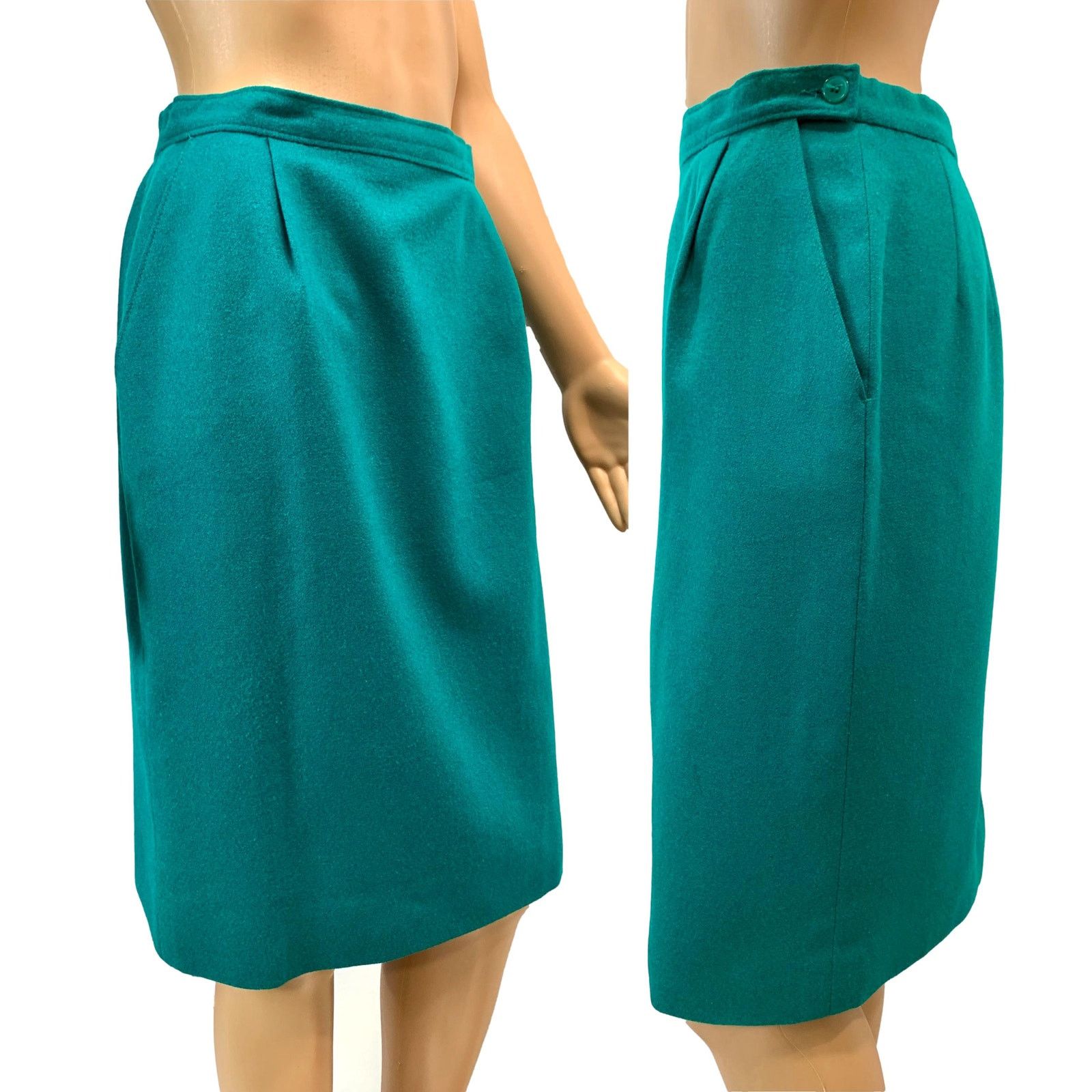 Pendleton 70s Pendleton Teal Blue Wool Pencil Skirt | 8P W 27" Size 27" / US 4 / IT 40 - 5 Thumbnail