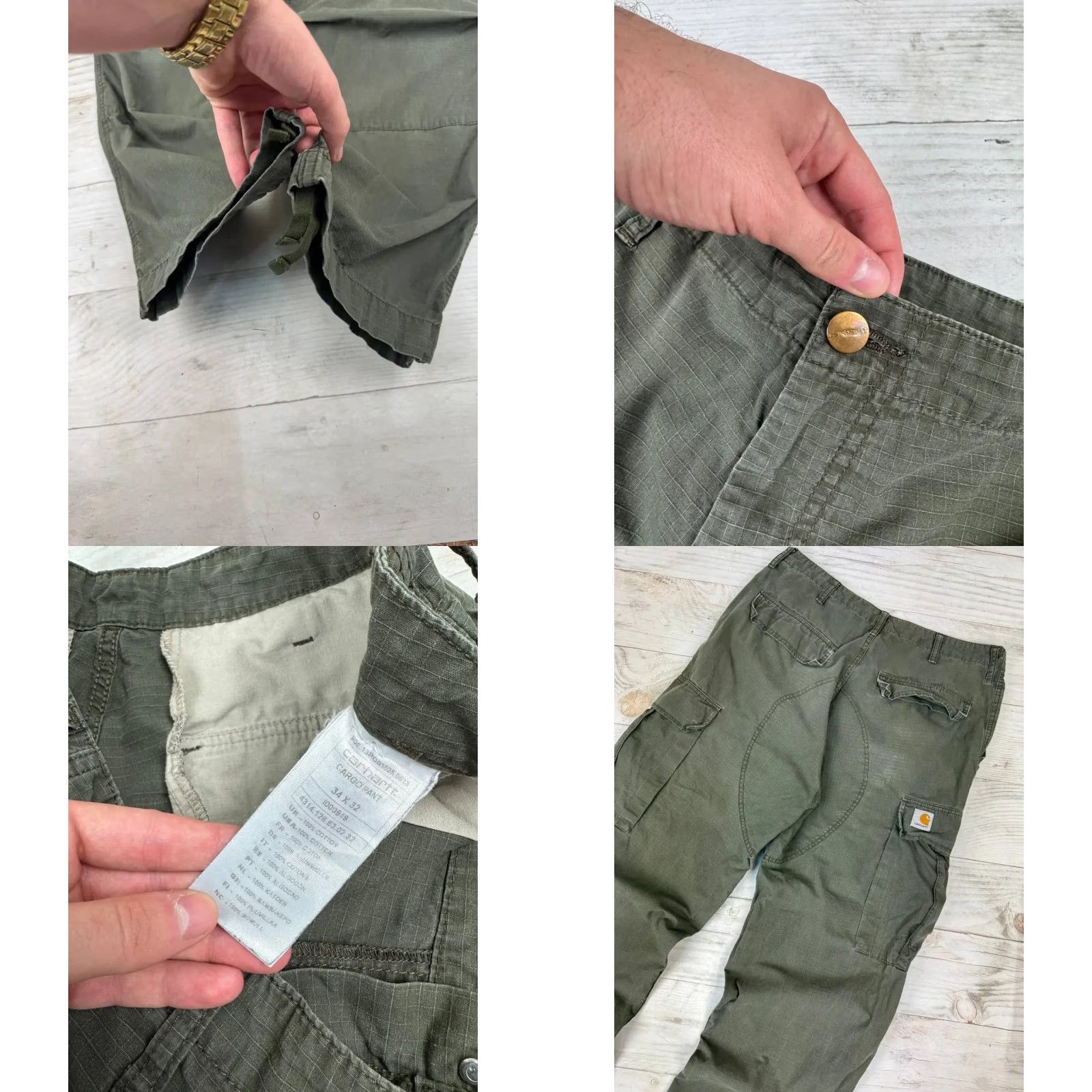 Carhartt VINTAGE Carhartt WIP Cargo Pants Work Distressed 34/32 Green Pants Mens 34/32 Green Cargo Workwear Casual Carhartt WIP Vintage - do not add new info Size US 34 / EU 50 - 8 Thumbnail