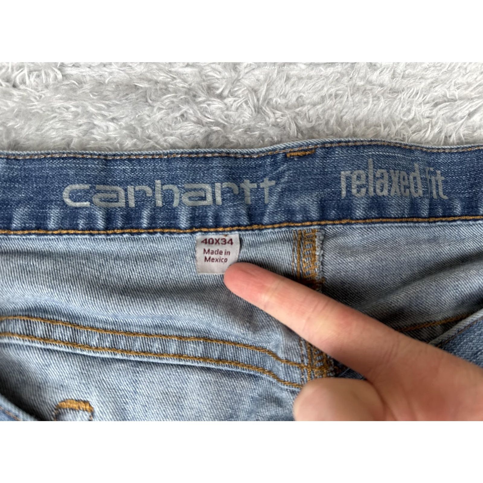 Carhartt Carhartt Jeans 40x34 Blue Medium Wash Relaxed Straight Leg Workwear Denim Mens Size US 40 / EU 56 - 6 Thumbnail