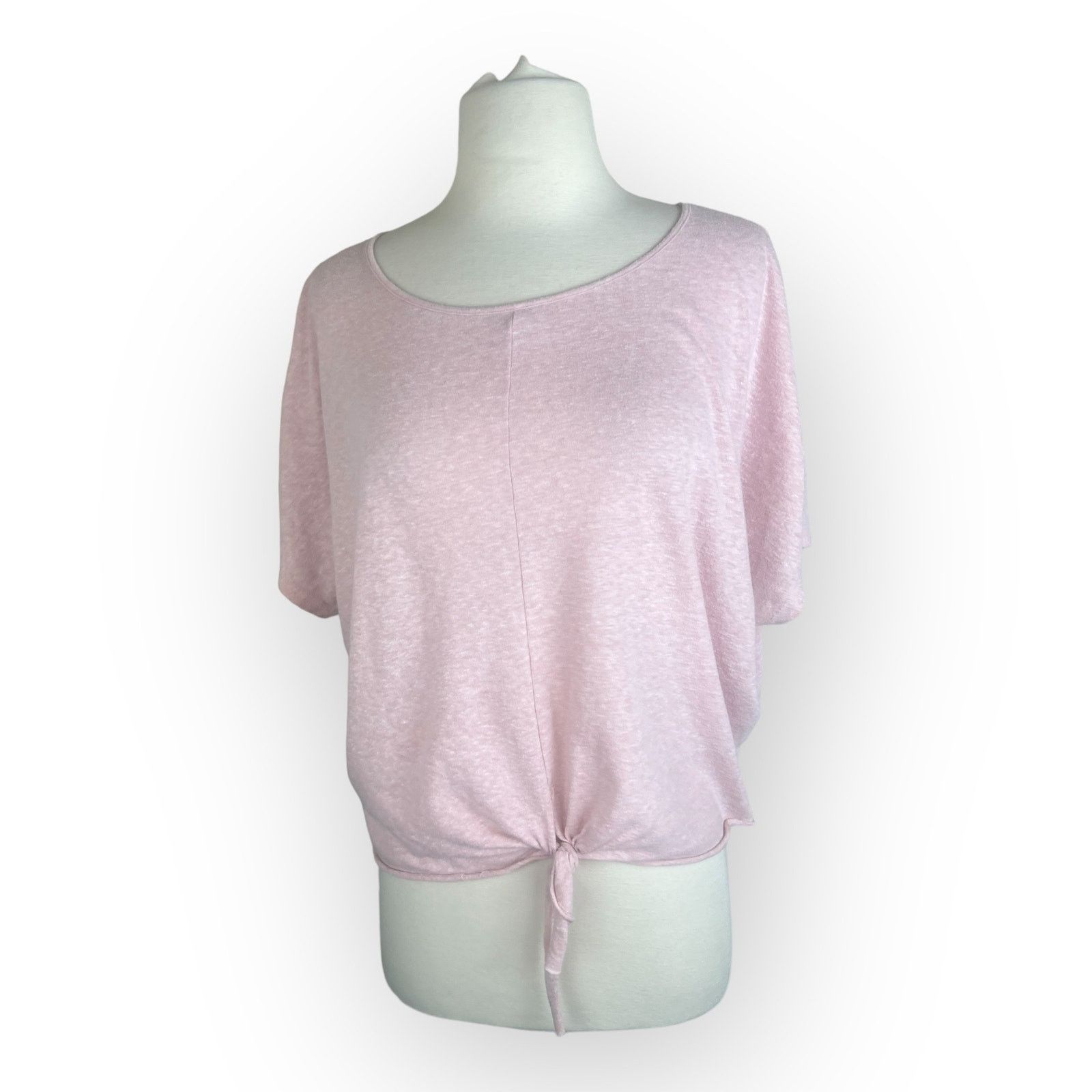 Vintage Primark Light Pink Front Tie Relaxed Tee | Casual T-Shirt Size S / US 4 / IT 40 - 12 Thumbnail