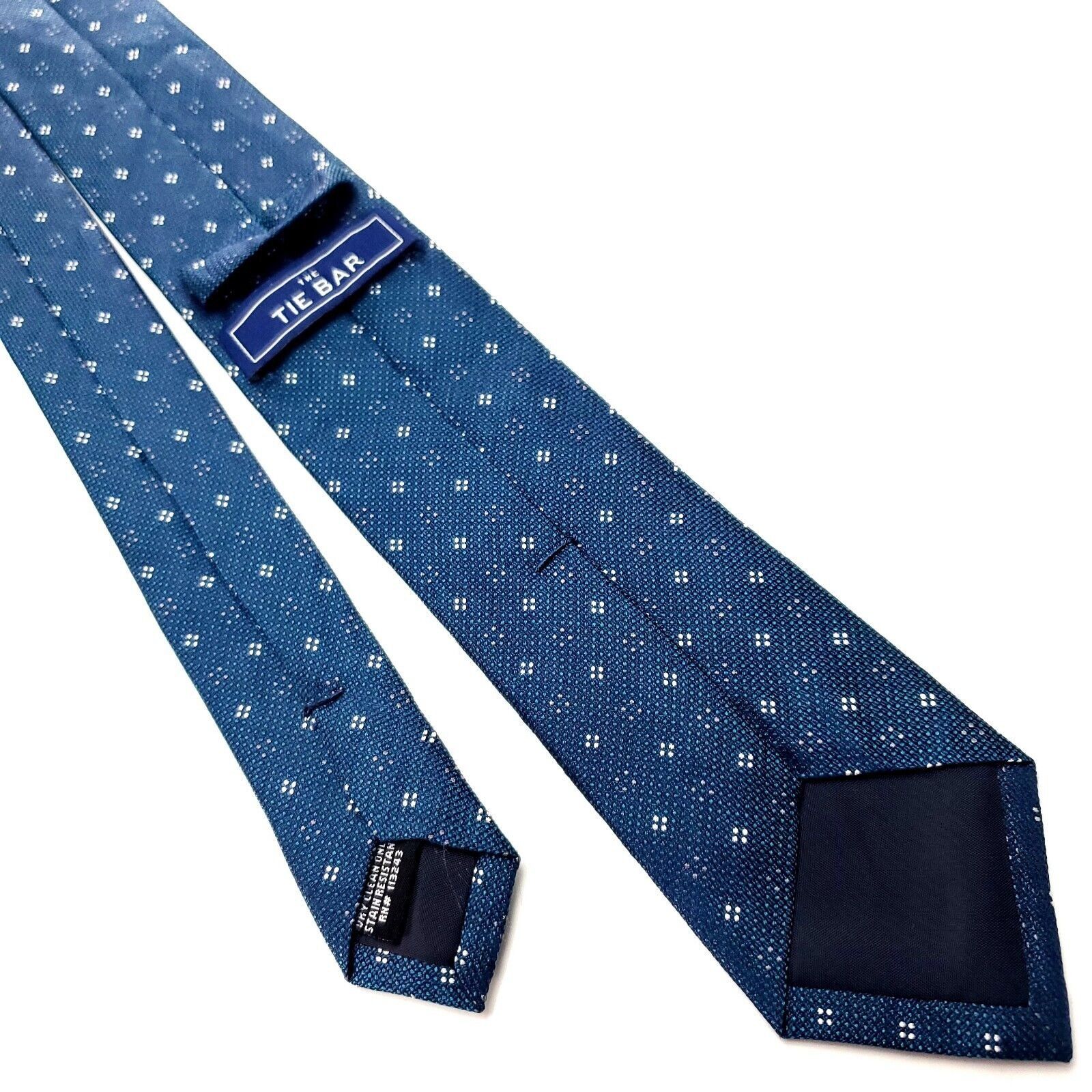 The Tie Bar The Tie Bar Dark Blue Silk Tie Woven Skinny Geometric Size ONE SIZE - 3 Thumbnail