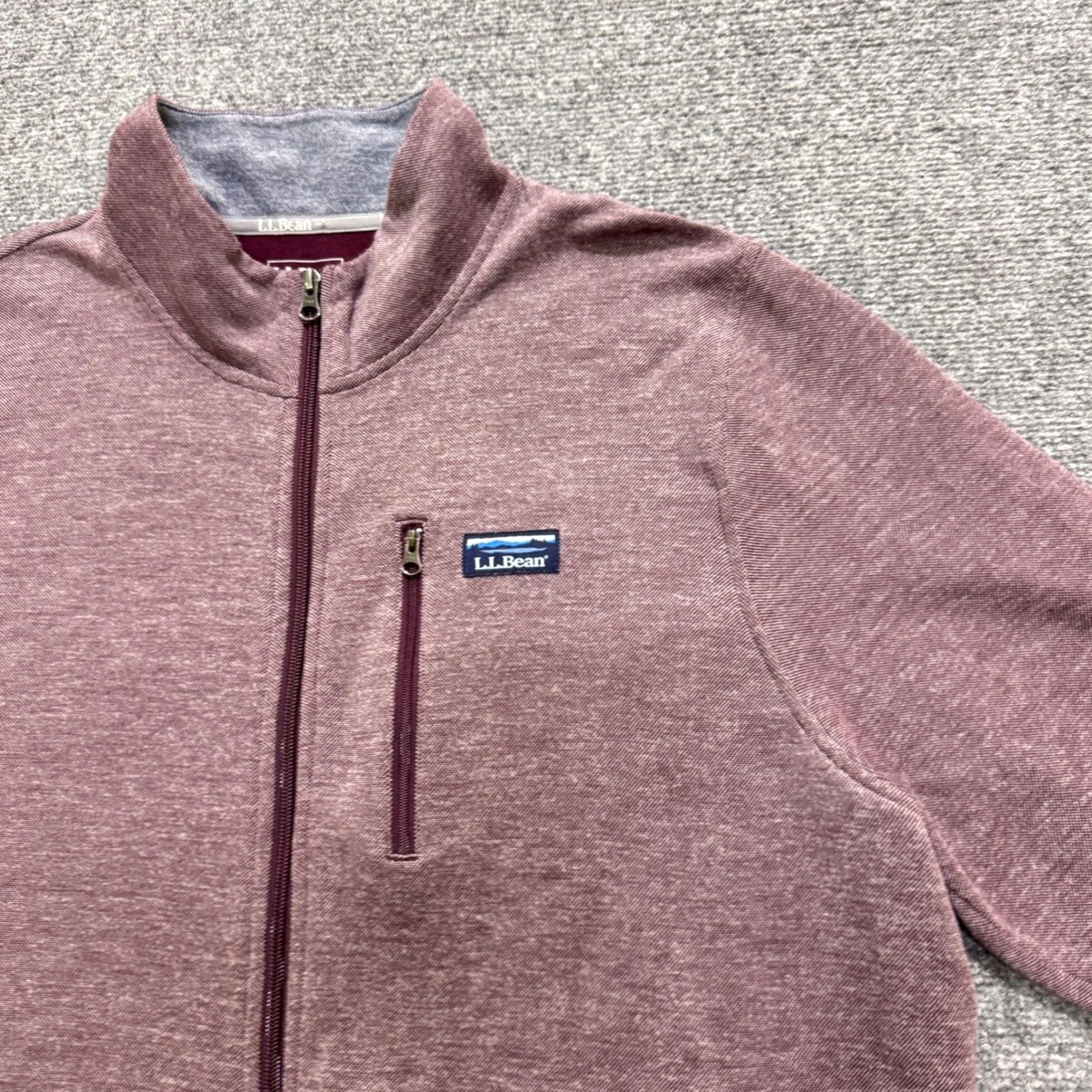Vintage L.L.Bean Full-zip Jacket Men XL Maroon Cotton Lightweight Traditional Fit Red Cotton Blend Distressed Basic Jacket Mens XL Size US XL / EU 56 / 4 - 6 Thumbnail