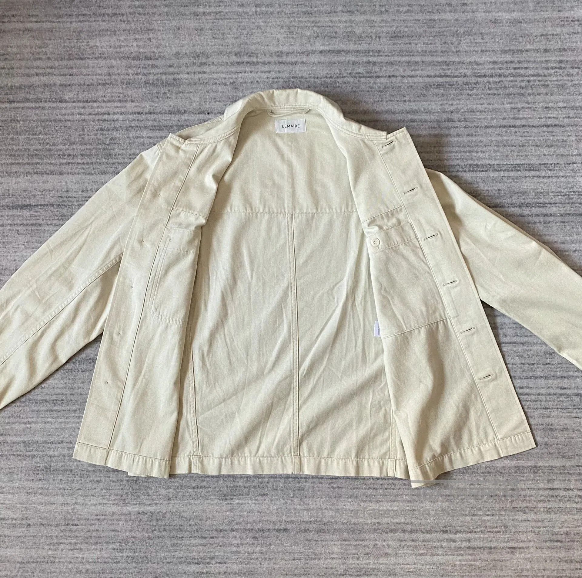 Lemaire multi-pocket boxy jacket shirt in cream. Size US L / EU 52-54 / 3 - 3 Thumbnail