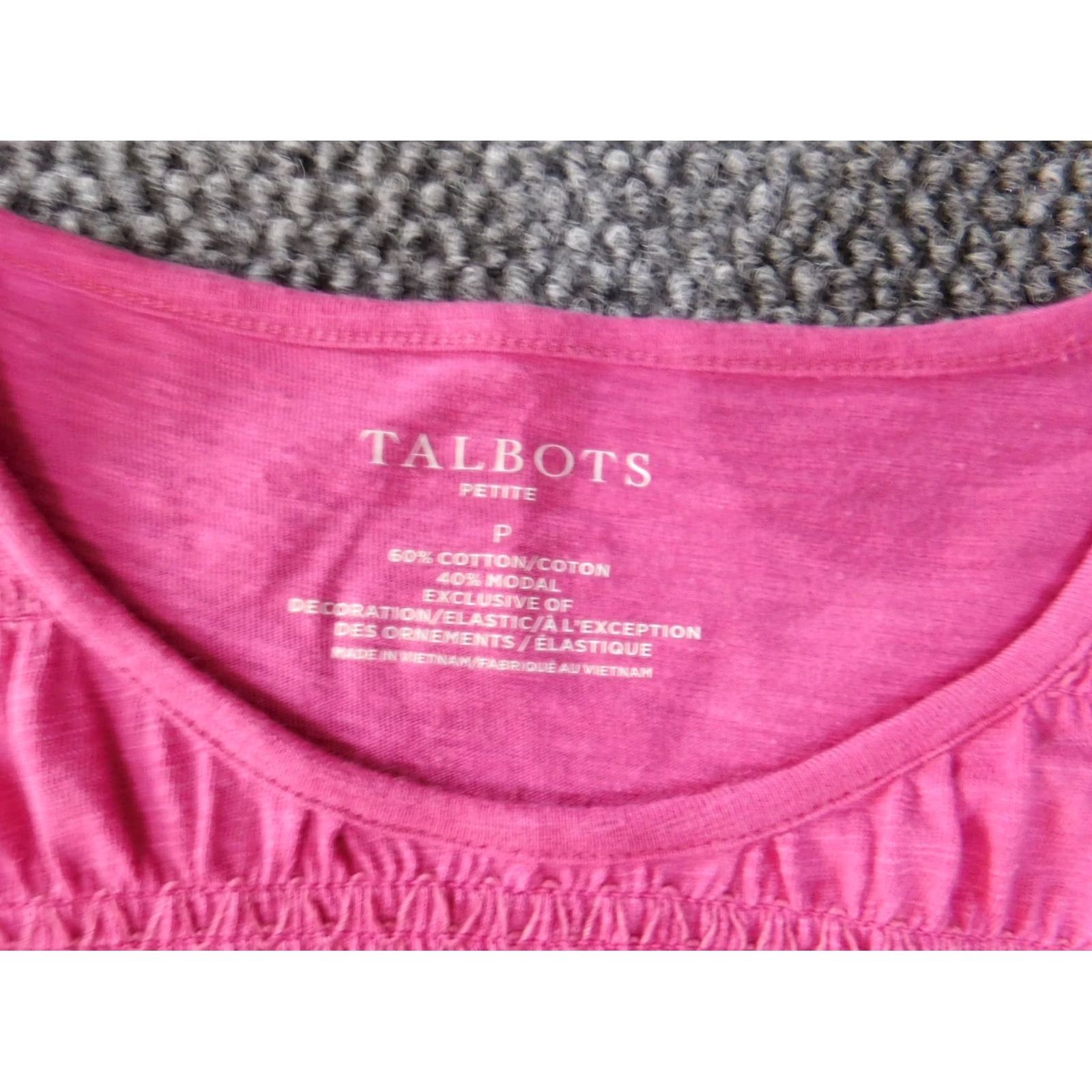 Talbots Talbots Womens PS Petites Pink Modal Stretch Top Blouse Crew Neck Short Sleeve Cotton Size S / US 4 / IT 40 - 4 Thumbnail