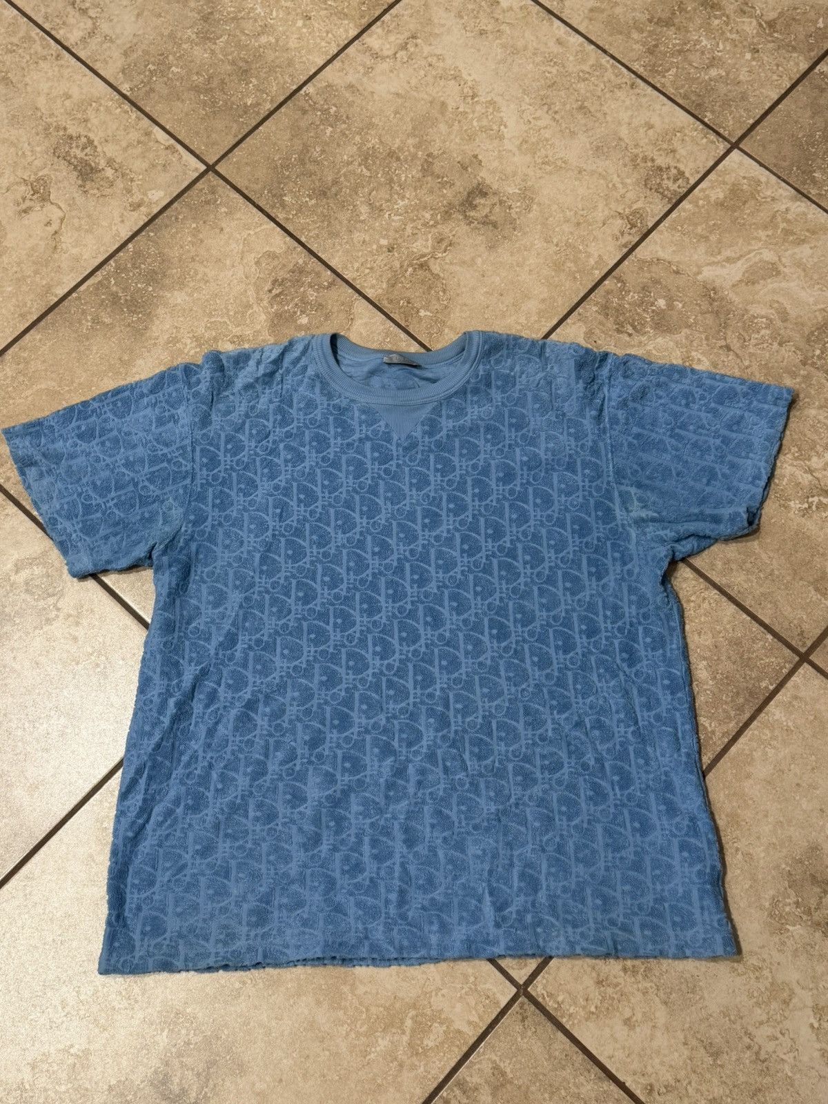 Dior Dior Blue 2021 Oblique Jacquard Towel T-Shirt Size US L / EU 52-54 / 3 - 1 Thumbnail