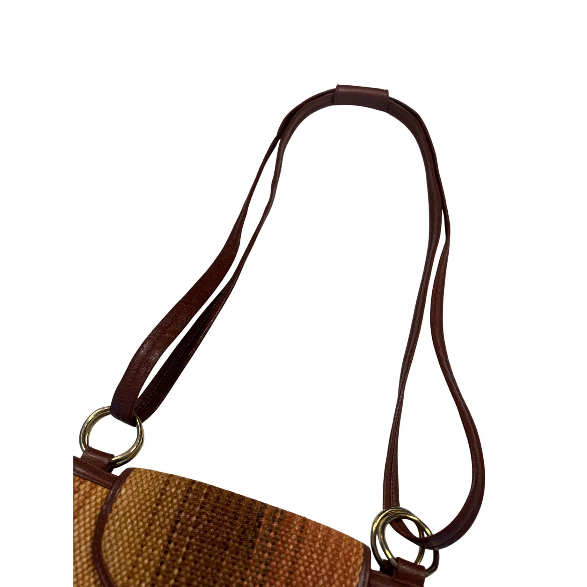 Designer Due Fratelli Milan Brown Striped Shoulder Bag Purse 11x13 SK Size ONE SIZE - 2 Thumbnail