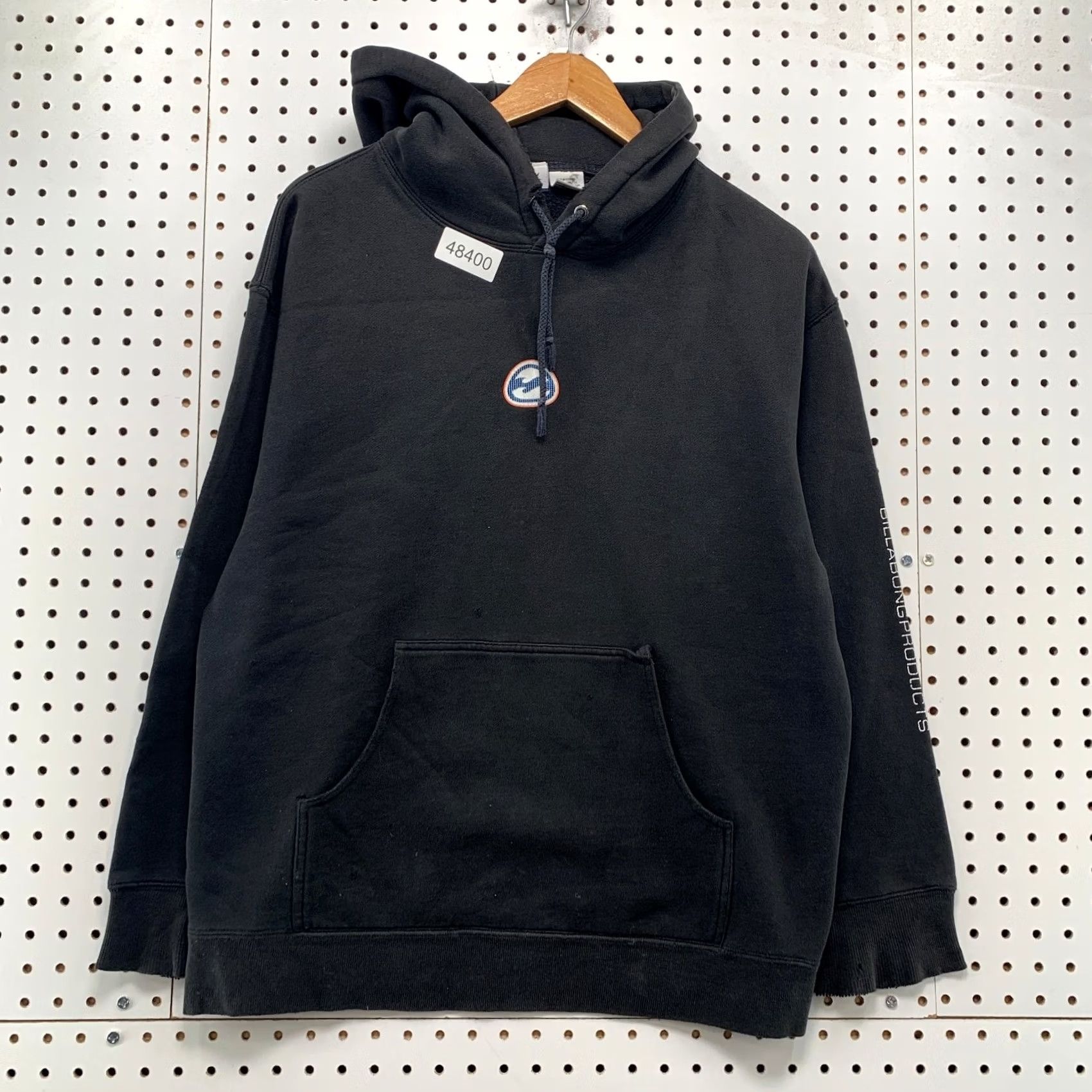 Billabong Vintage Billabong Hoodie Sweatshirt Mens Small Black Distresses Spell Out Sleeve Size US S / EU 44-46 / 1 - 2 Thumbnail