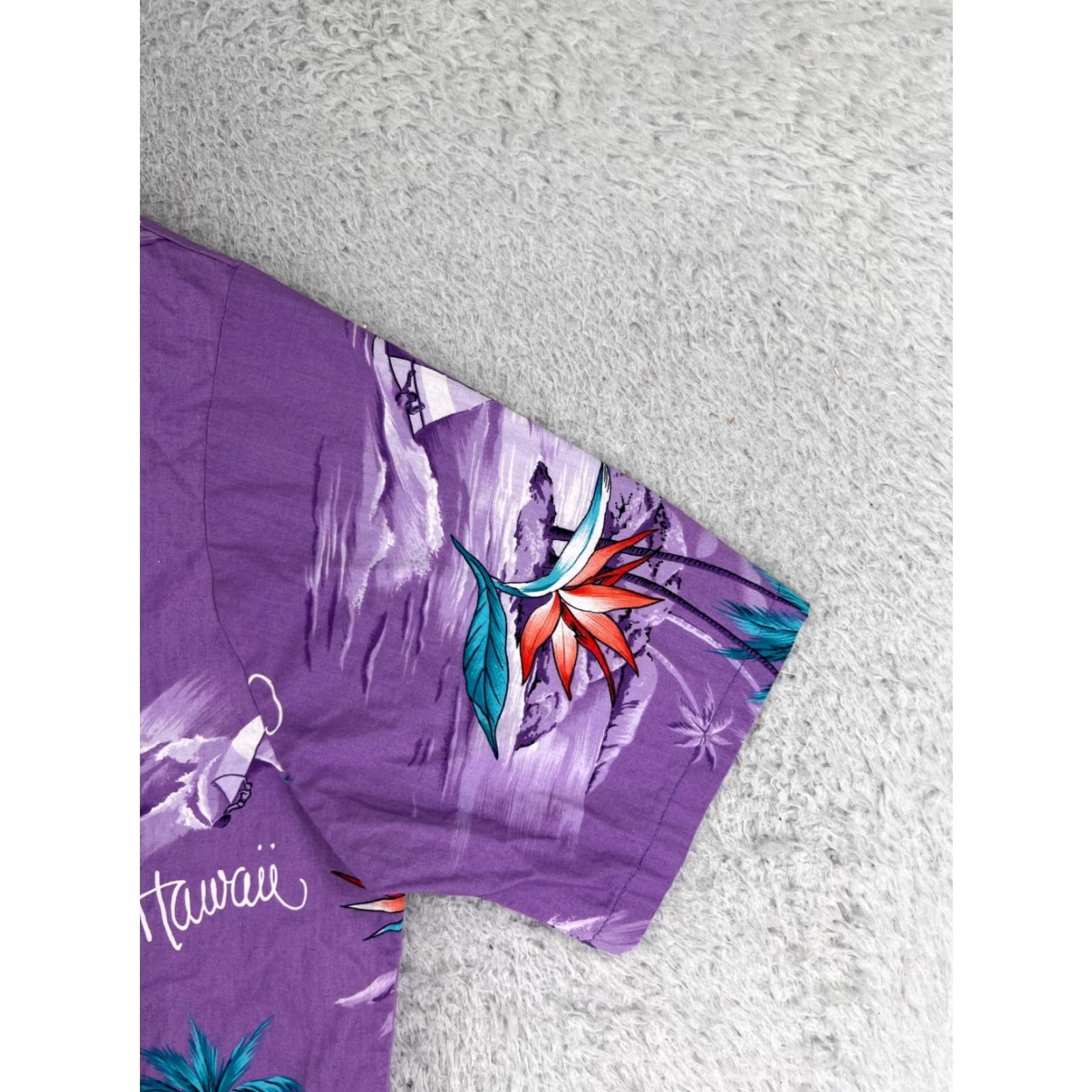 Vintage Pacific Local Button-Up Shirt Adult Large Purple Palm Bird Paradise Hawaiian Size US L / EU 52-54 / 3 - 2 Thumbnail
