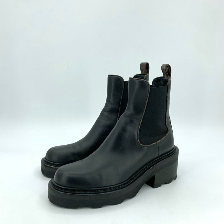 Louis Vuitton Louis Vuitton Black Leather Mid-Calf Boots 36.5 Thick Sole S Size US 6.5 / IT 36.5 - 1 Thumbnail