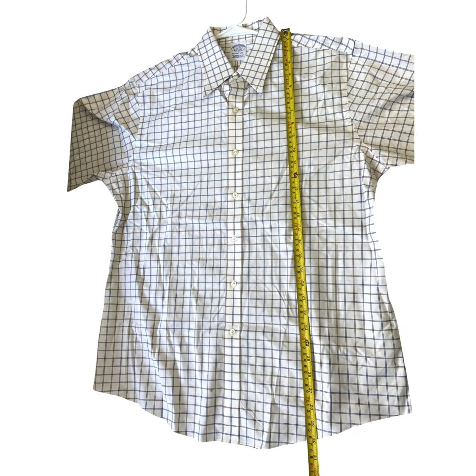 Brooks Brothers Brooks Brothers Dress Shirt White Check Regent Fit 16 Long Sleeve Button-Down Collar Non-Iron Supima Cotton Men Shirt Size 42R - 6 Thumbnail