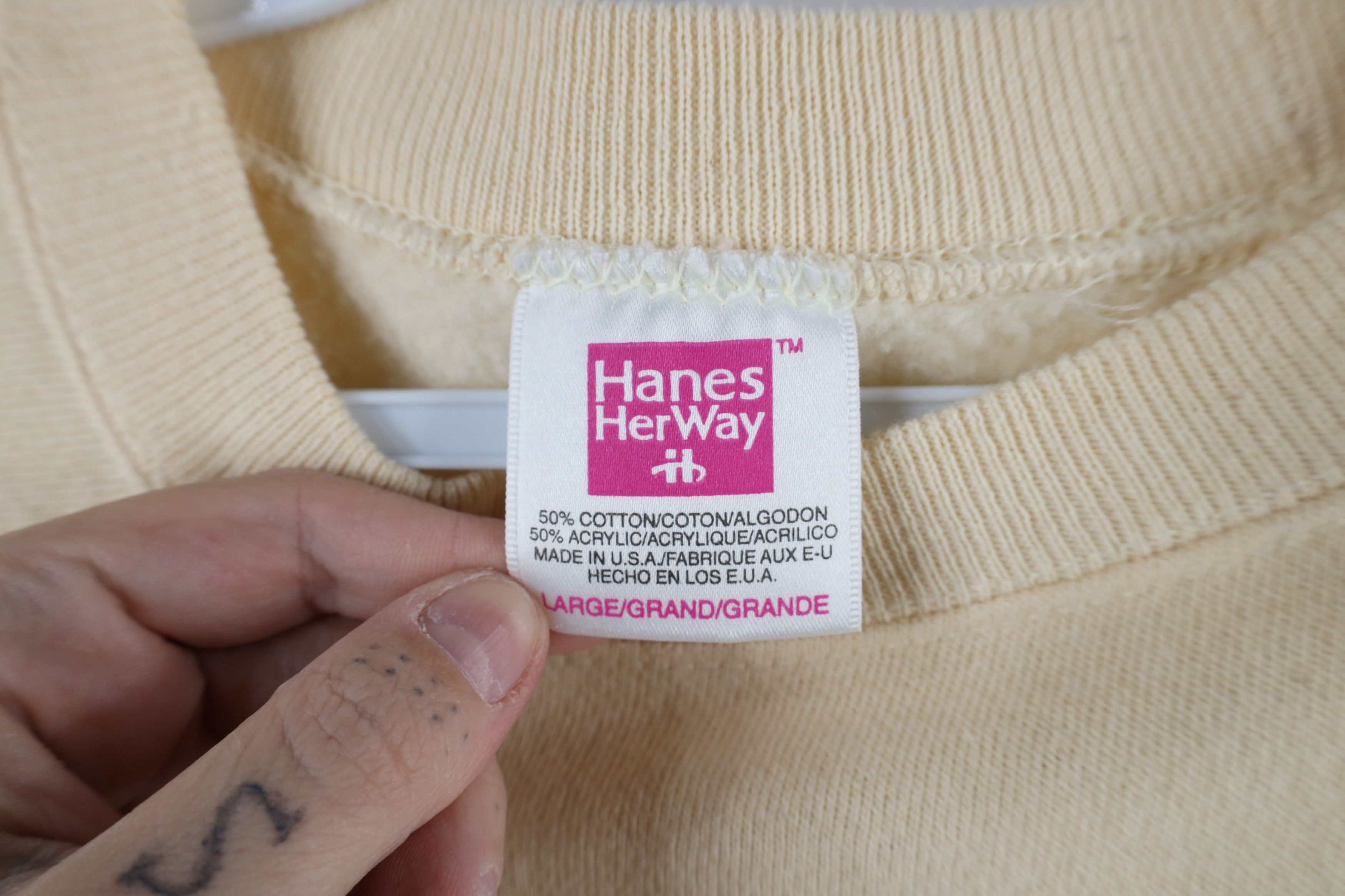 Vintage Vintage 90s Streetwear Blank Crewneck Sweatshirt Beige USA Size L / US 10 / IT 46 - 4 Thumbnail