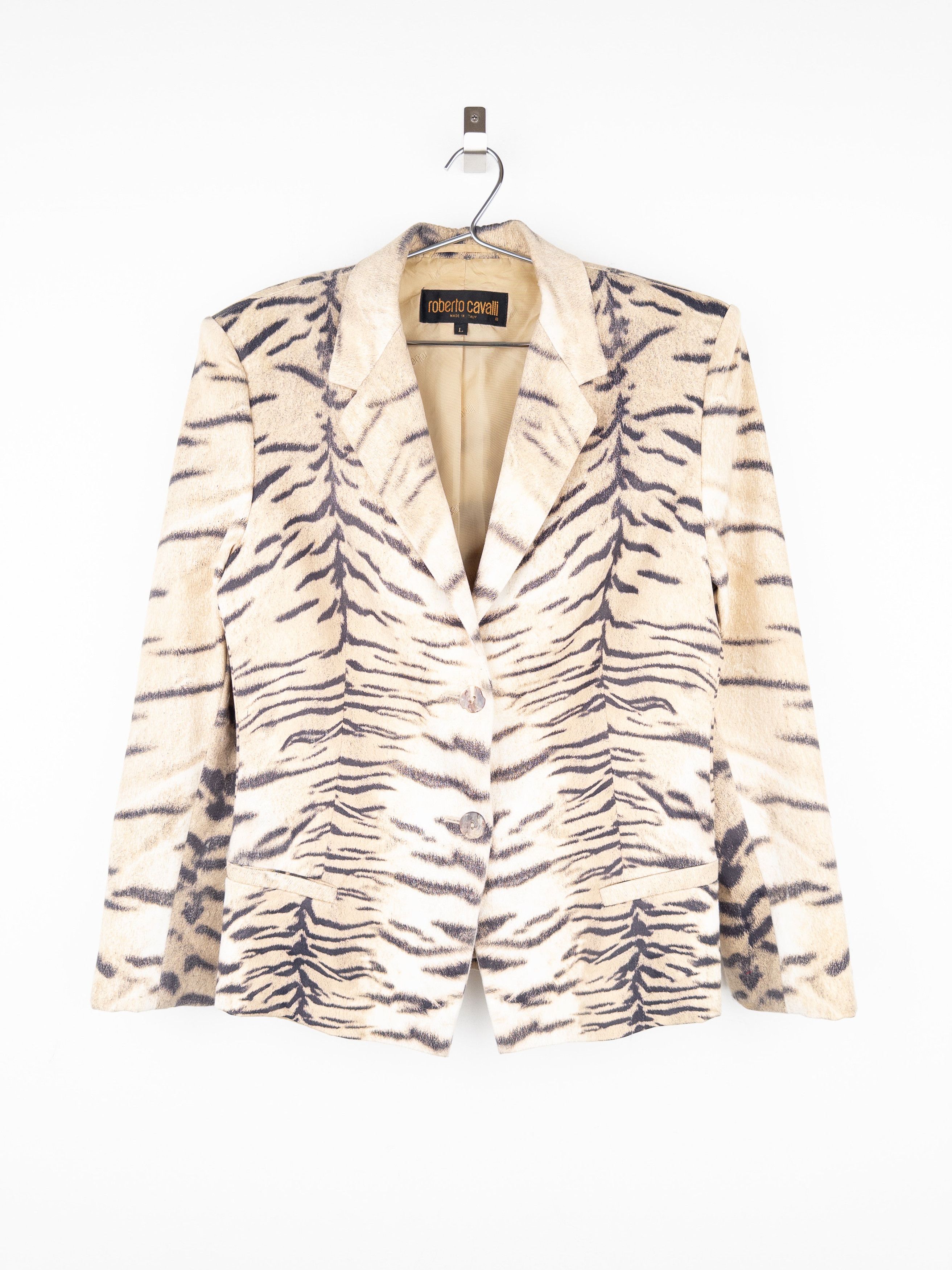 Roberto Cavalli AW98 Tiger Print Blazer Jacket Size L / US 10 / IT 46 - 1 Thumbnail