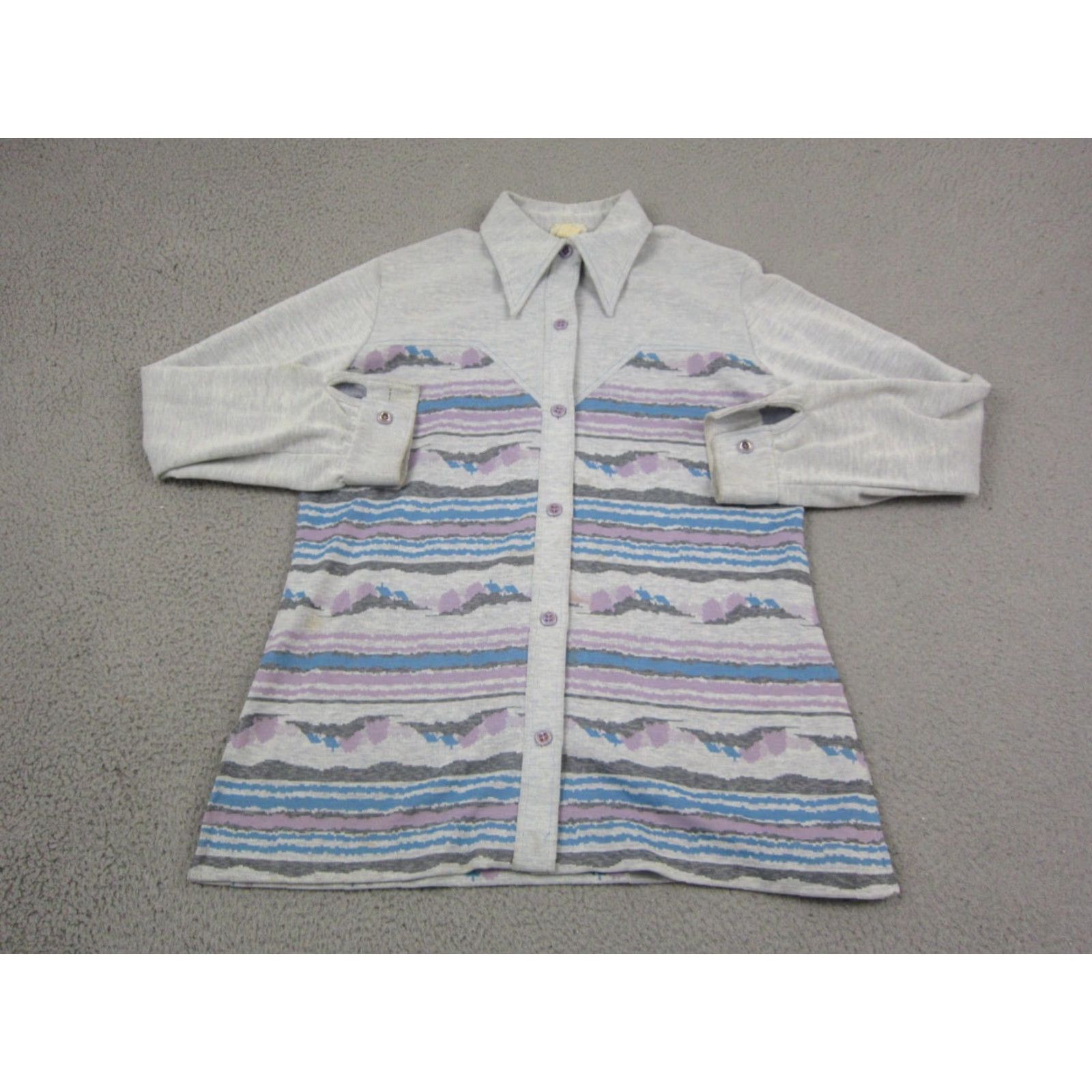 Doublet VINTAGE The Towner Shirt Womens L Gray Blue 70s 60s Fair Isle Button-Up Knit Cardigan? Size L / US 10 / IT 46 - 2 Thumbnail