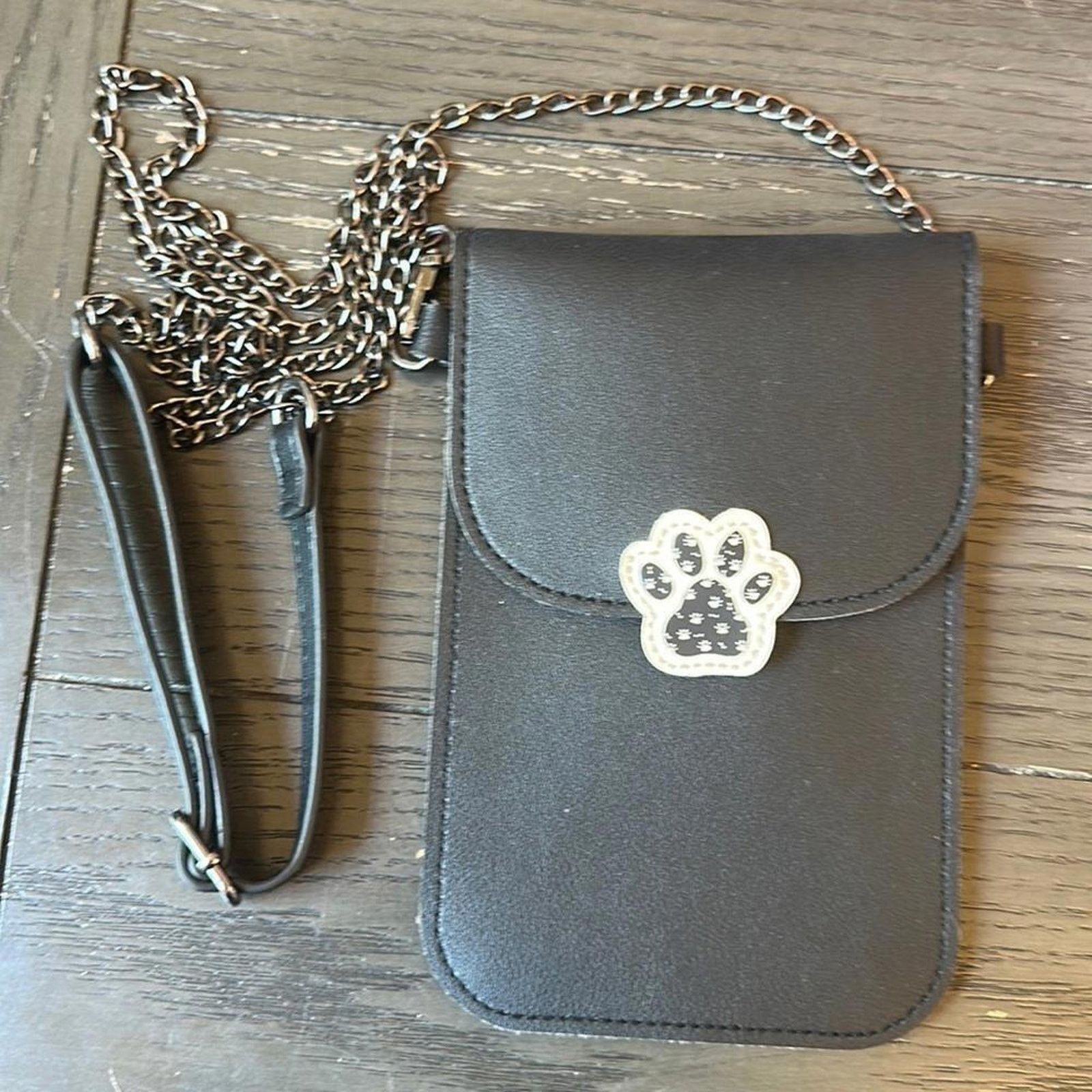 Designer Stylish Black Crossbody Phone Pouch with Paw Design Size ONE SIZE - 1 Thumbnail