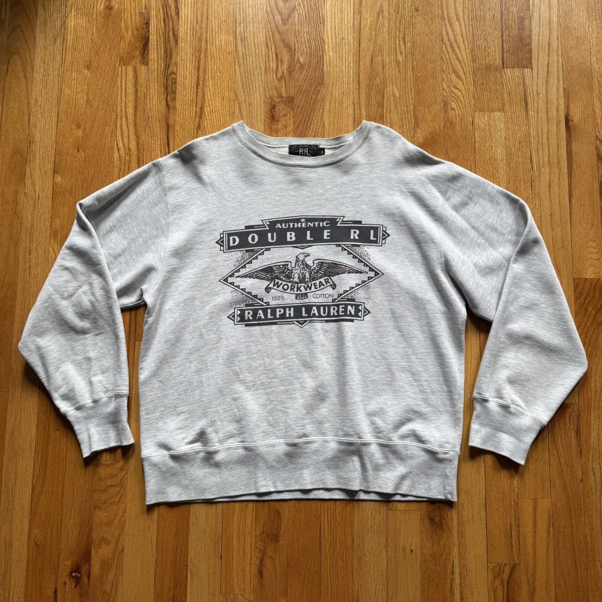 RRL Ralph Lauren RARE RRL Logo Crewneck Sweatshirt Grey Size M Size US M / EU 48-50 / 2 - 1 Thumbnail