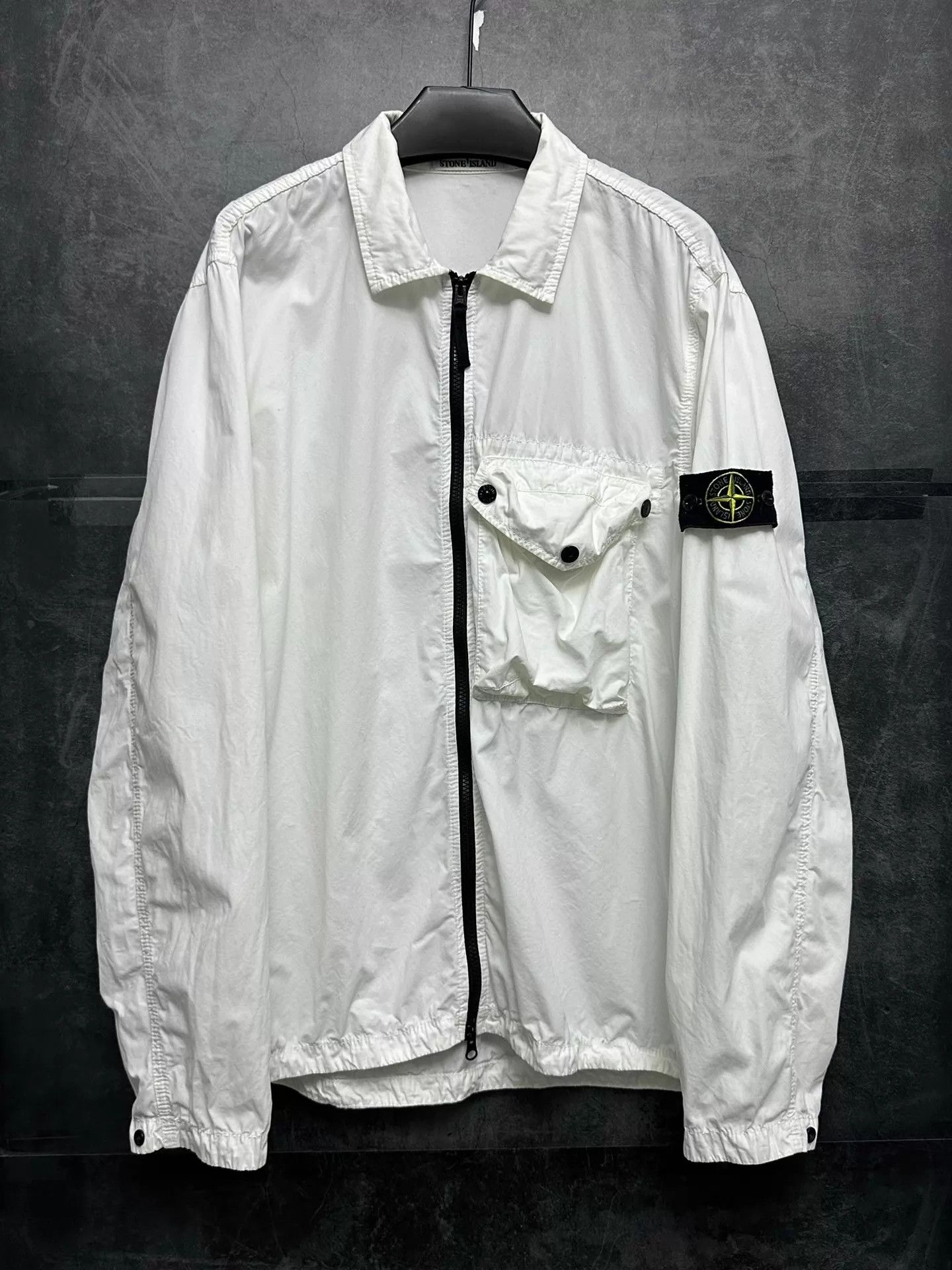Stone Island Stone Island 21ss 1-Pocket Washed Zip Jacket White XXL Size US XXL / EU 58 / 5 - 1 Thumbnail