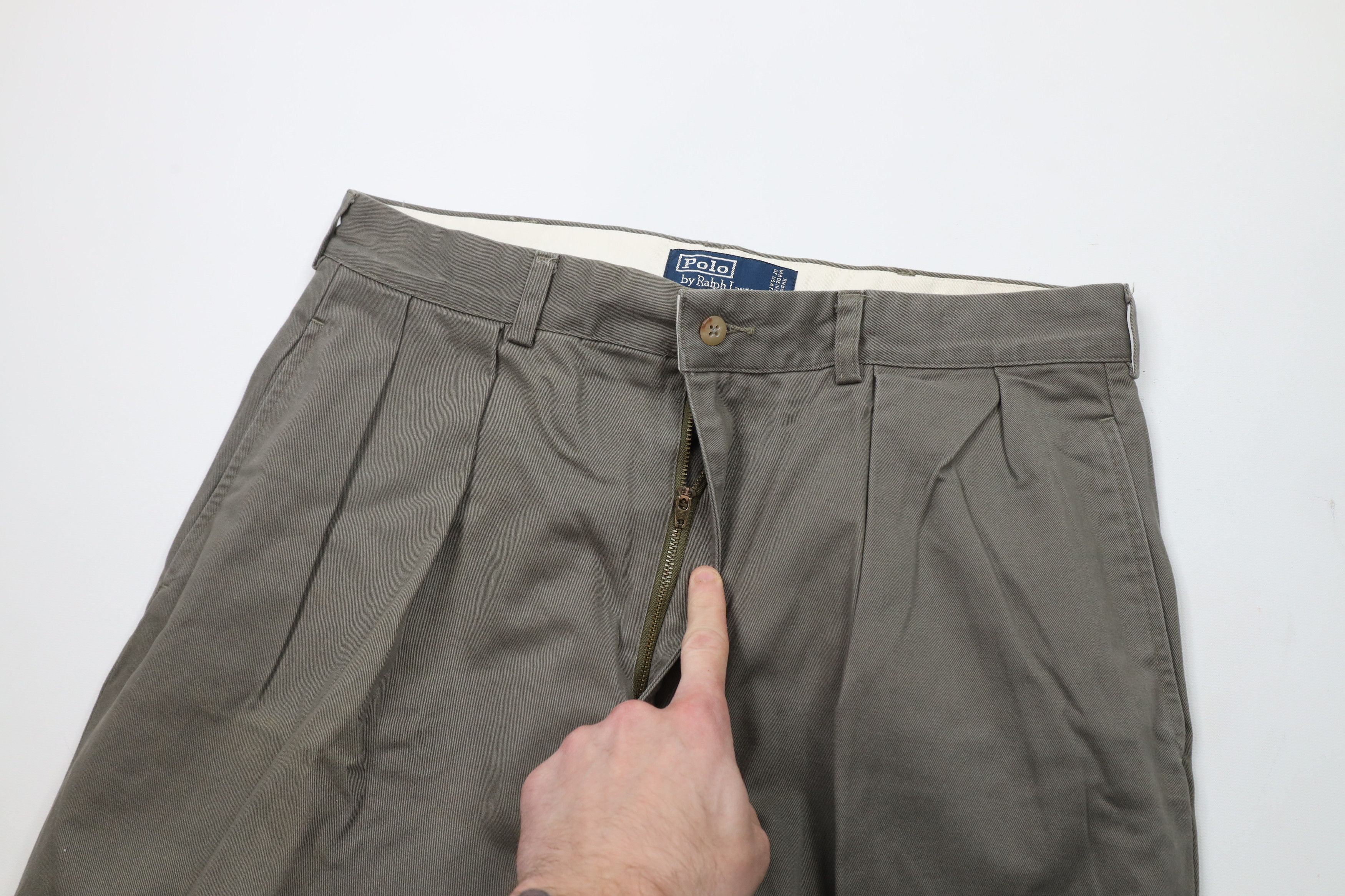 Ralph Lauren × Vintage Vintage 90s Ralph Lauren Wide Leg Chino Pants Gray Green Size US 34 / EU 50 - 6 Thumbnail
