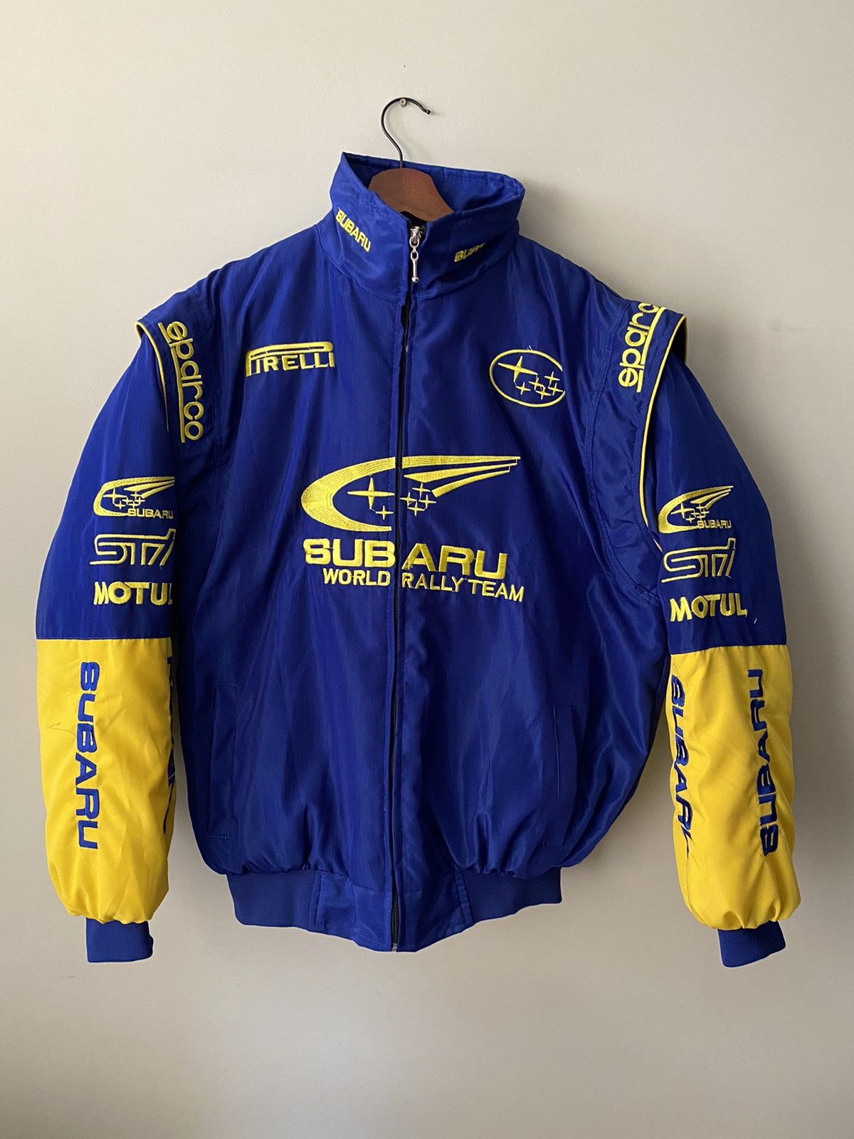 image of Subaru World Rally Racing Team Jacket in Blue Yellow, Men's (Size XL)