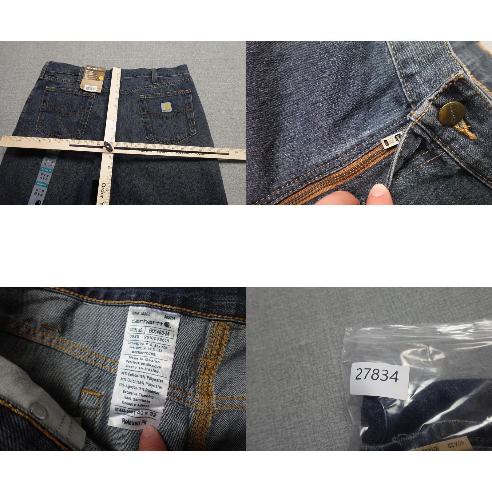 Carhartt Carhartt Holter Jeans Mens 40x32 Blue Dark Wash Denim Relaxed Straight Fit Jeans Mens Size US 40 / EU 56 - 8 Thumbnail