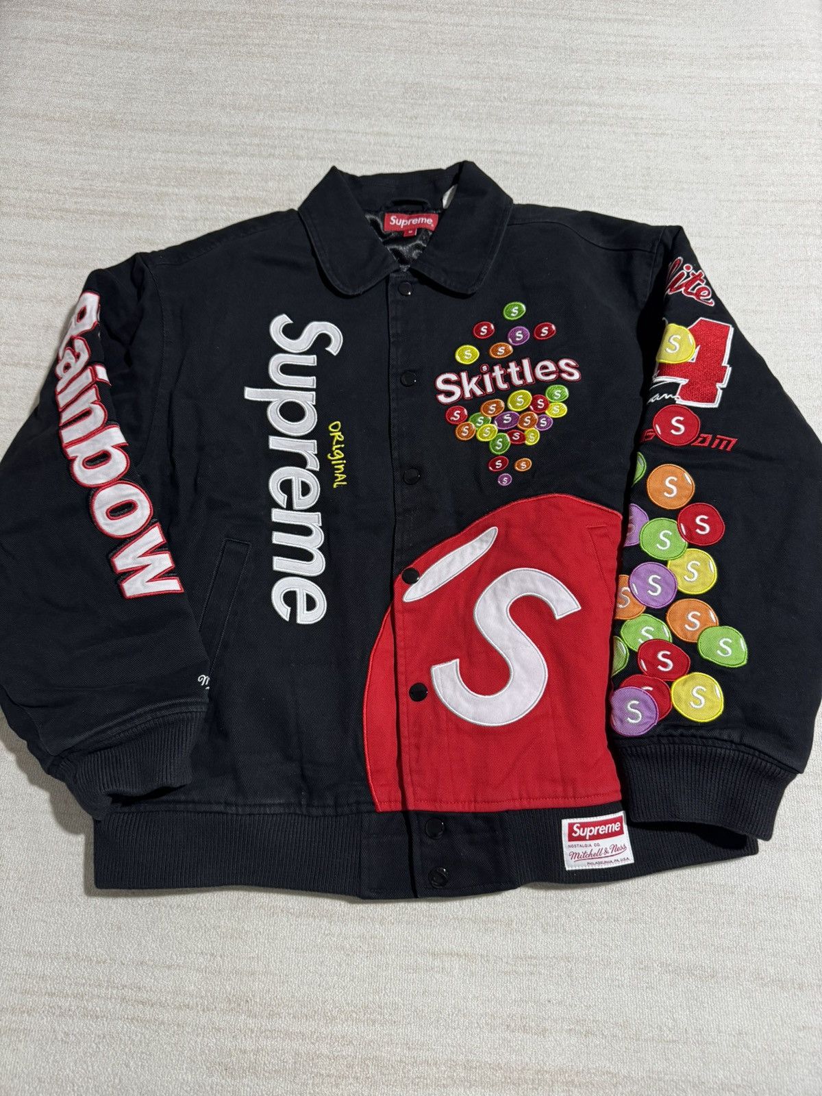 Supreme Supreme skittles Mitchell ness varsity jacket Size US M / EU 48-50 / 2 - 1 Thumbnail