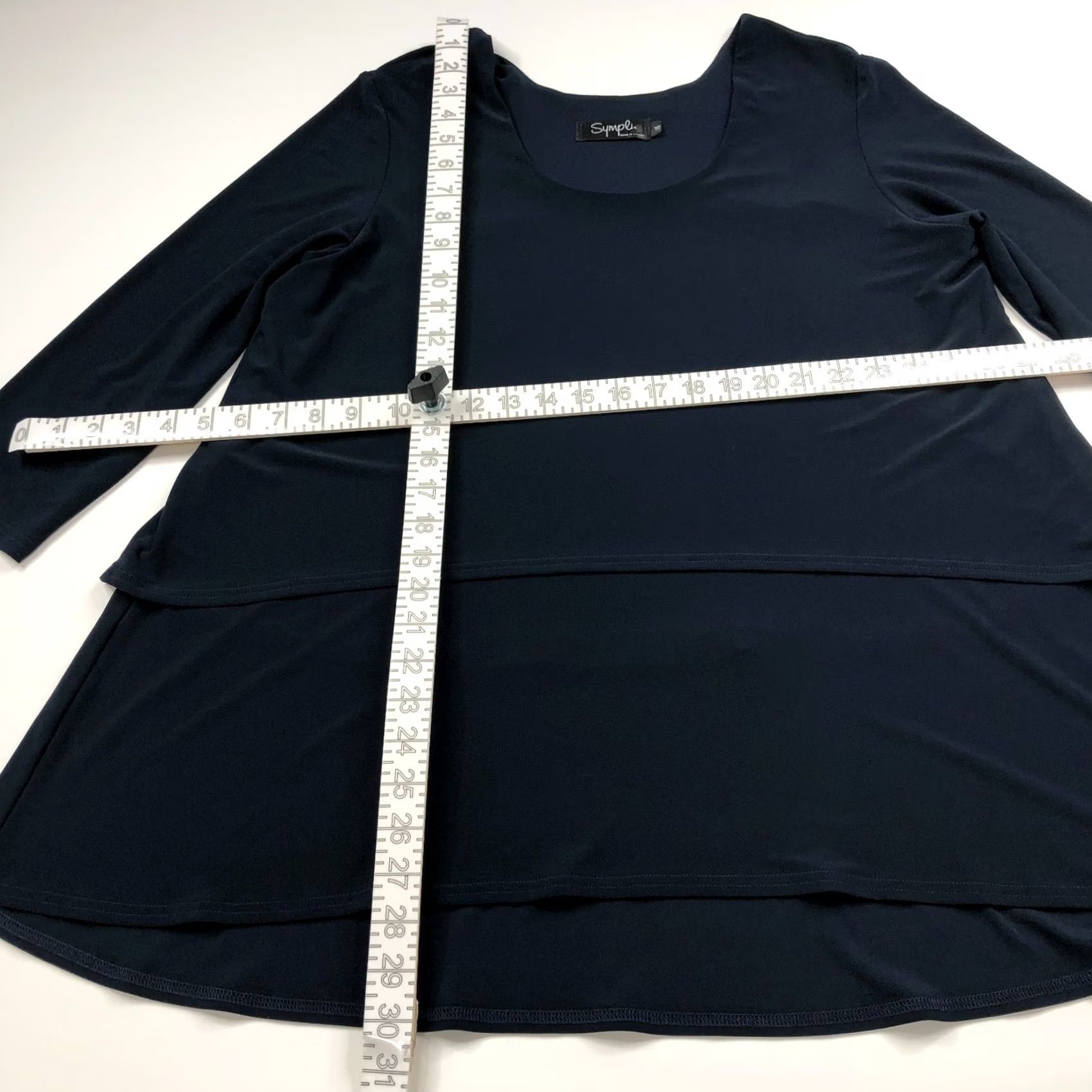Vintage Sympli Womens Pullover Top Blouse Navy Blue Size 14 Layered Size XL / US 12-14 / IT 48-50 - 3 Thumbnail
