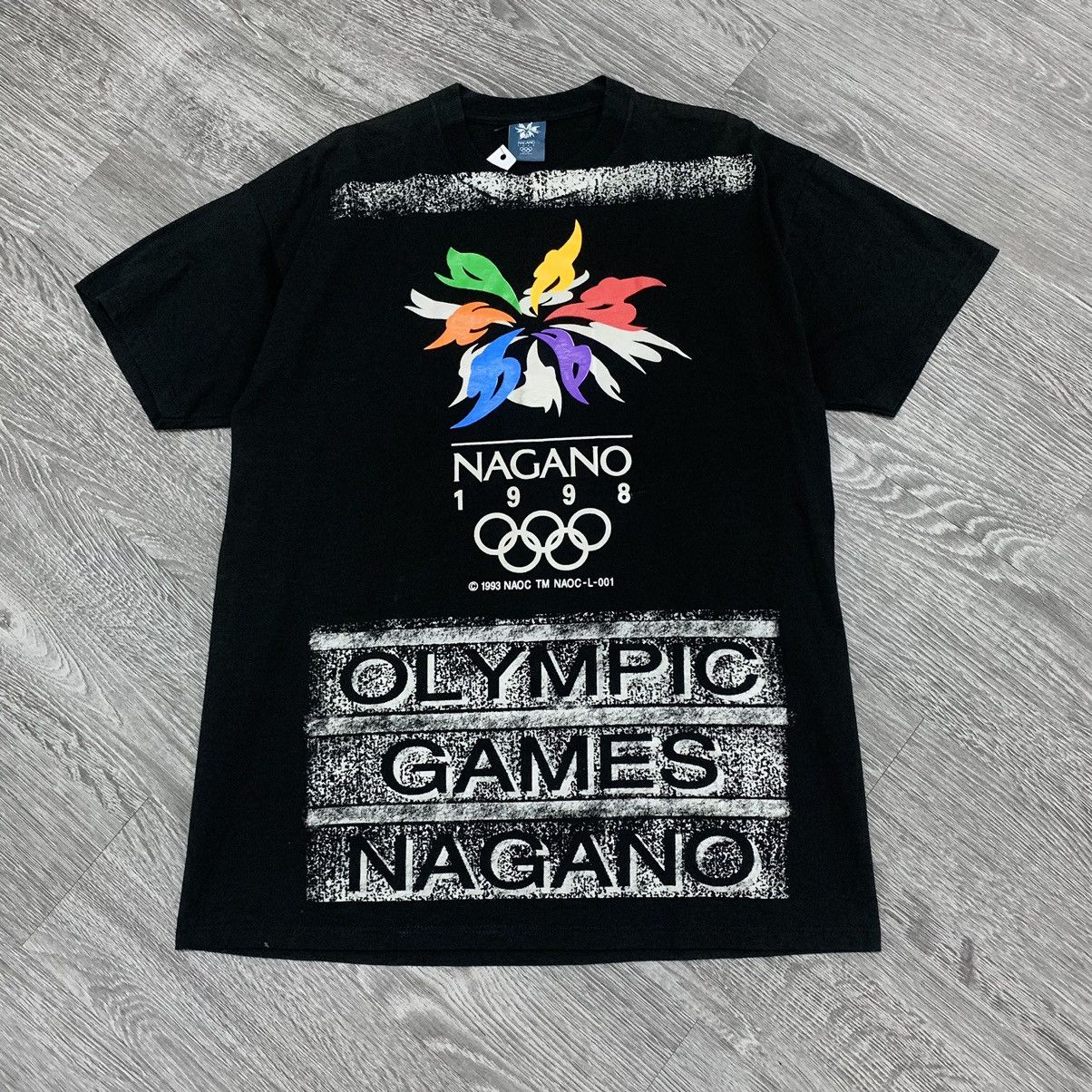 USA Olympics Vtg 90s Mizuno Olympic Games Nagano 1998 AOP Promo T-Shirt Size US L / EU 52-54 / 3 - 1 Thumbnail