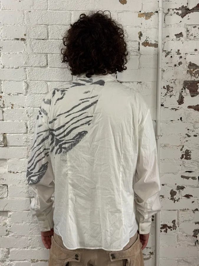 Just Cavalli 2000s Cavalli Zebra Shoulder White Shirt Size US M / EU 48-50 / 2 - 2 Thumbnail