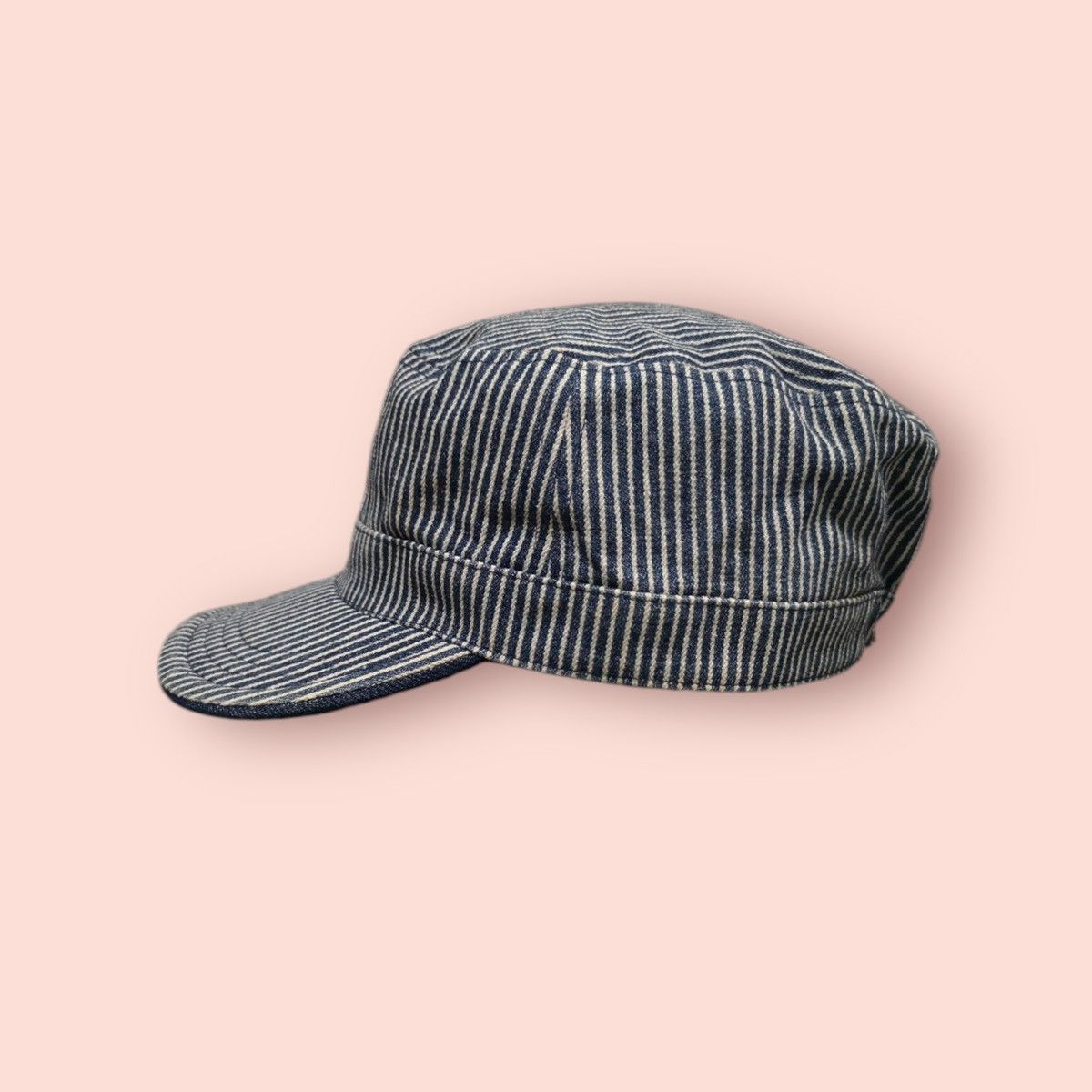 Japanese Brand × Vintage RARE REVERSIBLE DENIM/HICKORY STRIPES WORKER HAT JAPAN Size ONE SIZE - 13 Thumbnail