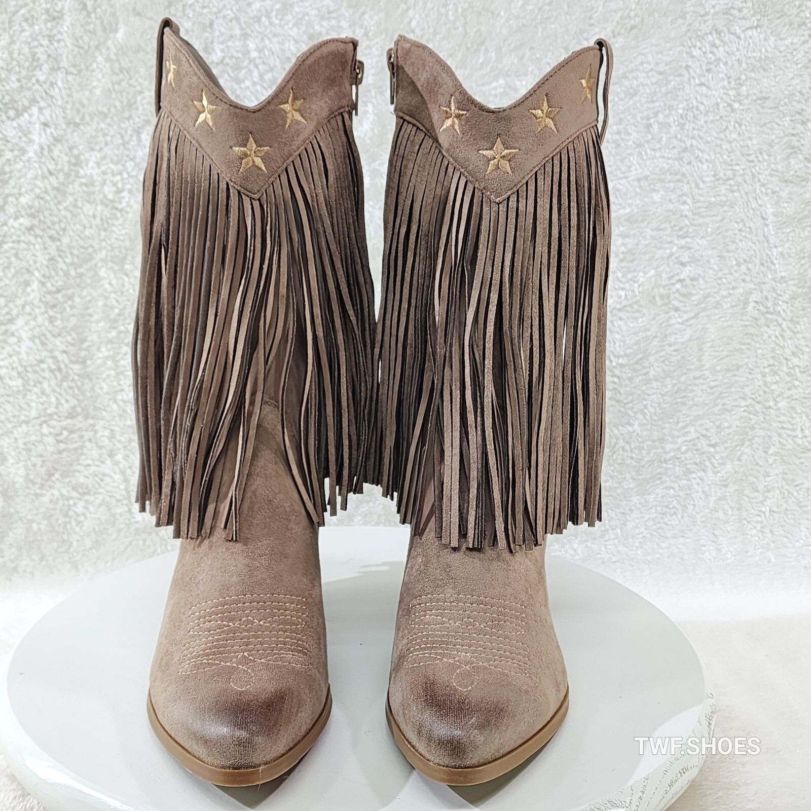 Other Dusty Mid Calf Coco Taupe Fringe Country Western Cowgirl Boo Size US 8 / IT 38 - 8 Thumbnail