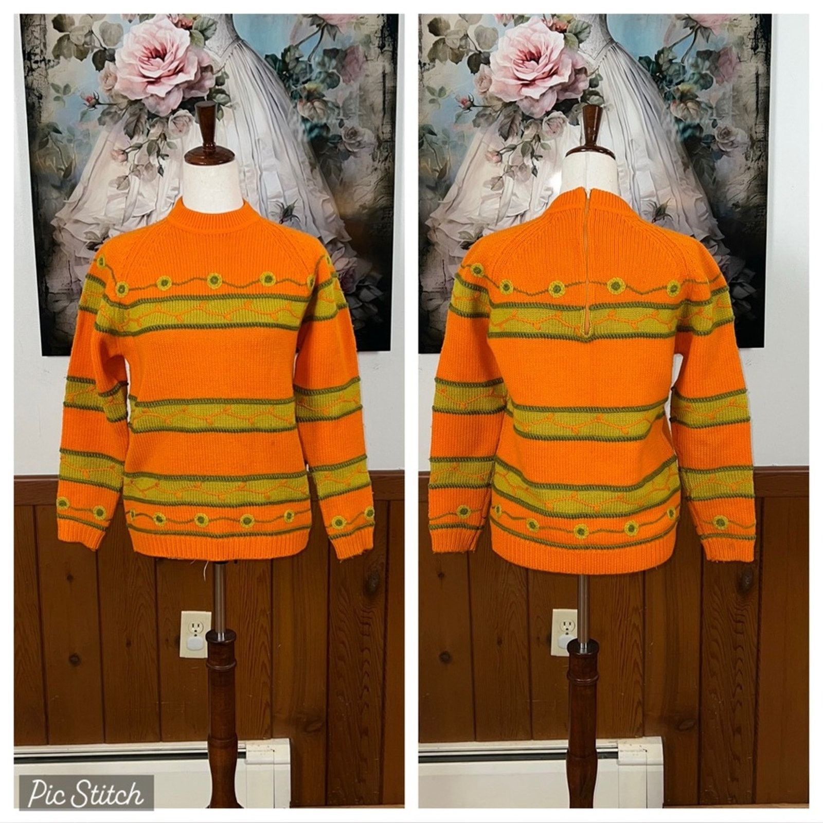 Vintage Darling Vintage 1960s Joyce Back Zip Wool Sweater! Size S / US 4 / IT 40 - 1 Thumbnail