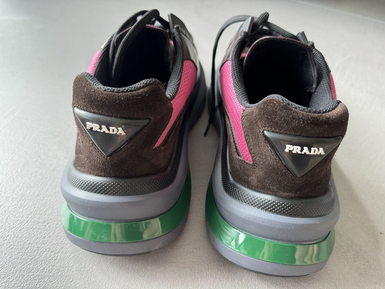 Prada PRADA Systeme Brushed Leather Sneakers, Burgundy, Peony Pink Size US 9.5 / EU 42-43 - 3 Thumbnail