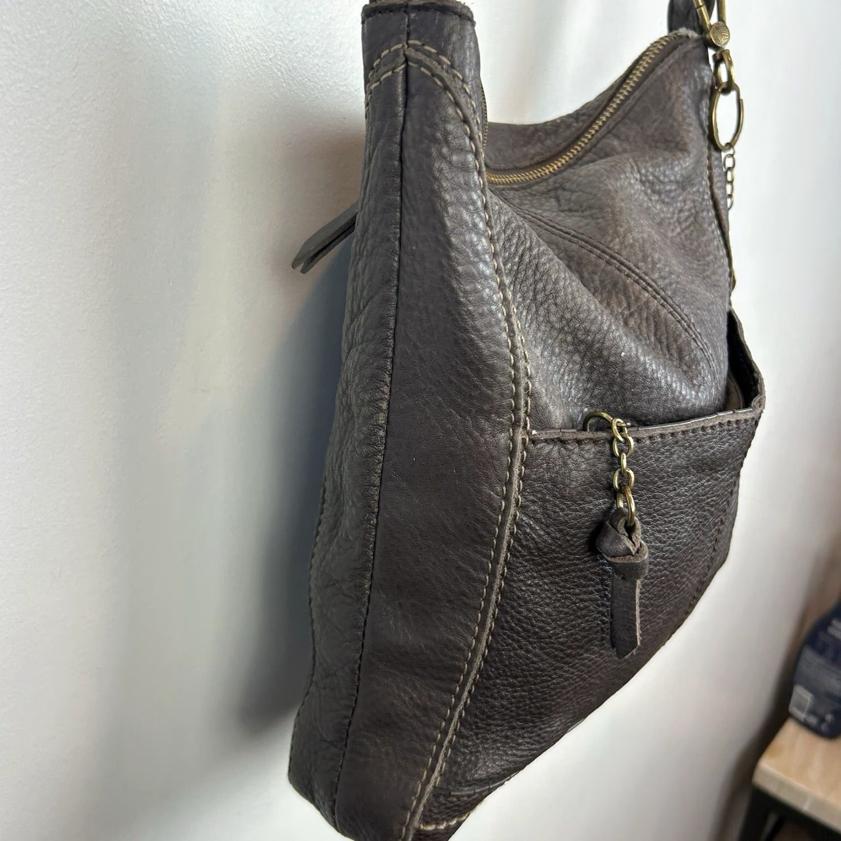 The Sak The Sak Purse Crossbody Brown Pebbled Leather Shoulder Bag Handbag Read Size ONE SIZE - 5 Thumbnail