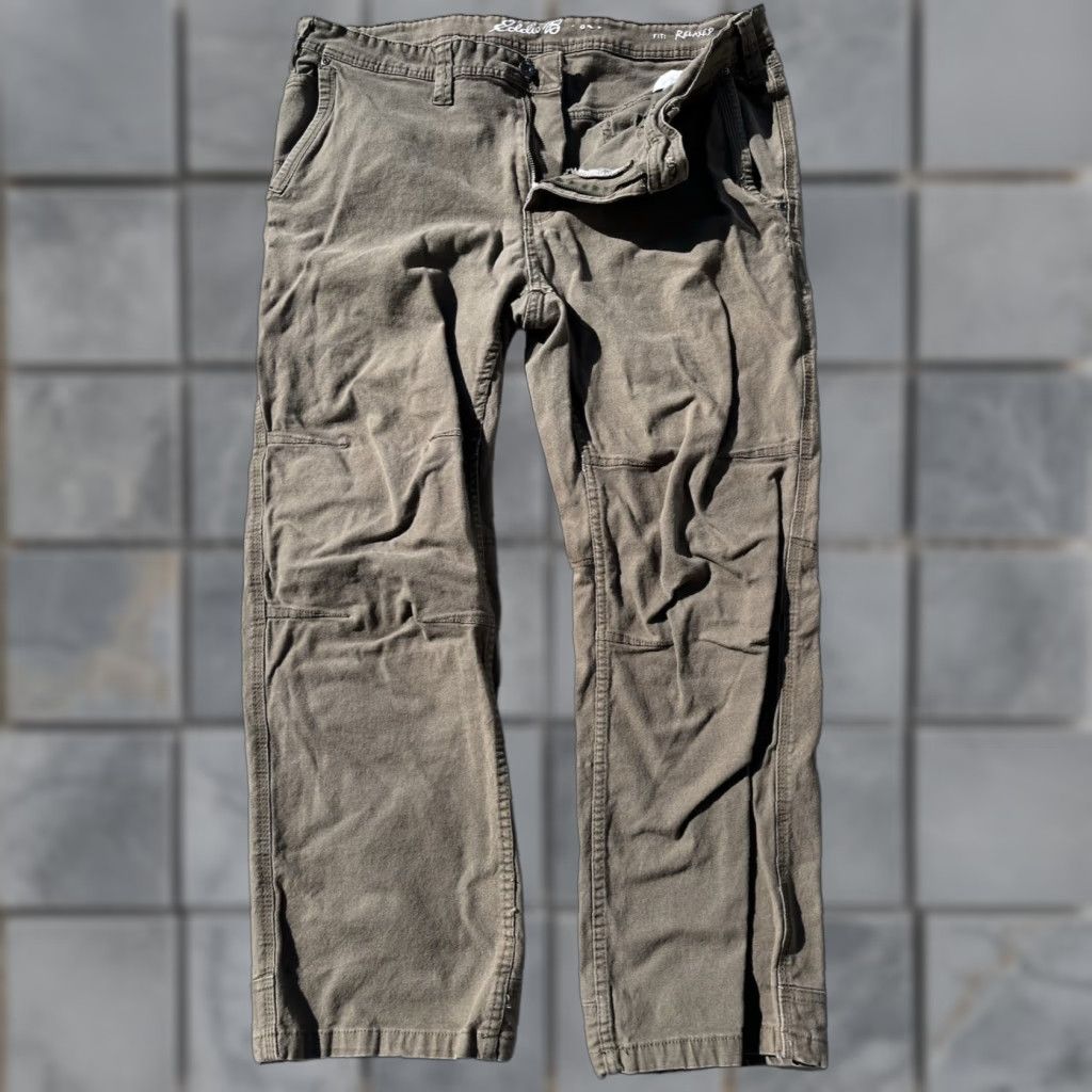 Eddie Bauer Eddie Bauer Pants Green Solid 38x30 Workwear Double Knee Modern Grunge Slimming 5-Pocket Mens Regular Denim Cotton Spandex Straight Inseam 30 Size US 38 / EU 54 - 1 Thumbnail