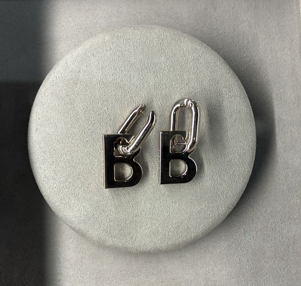 Balenciaga B Chain Silver XL Earrings Size ONE SIZE - 2 Thumbnail
