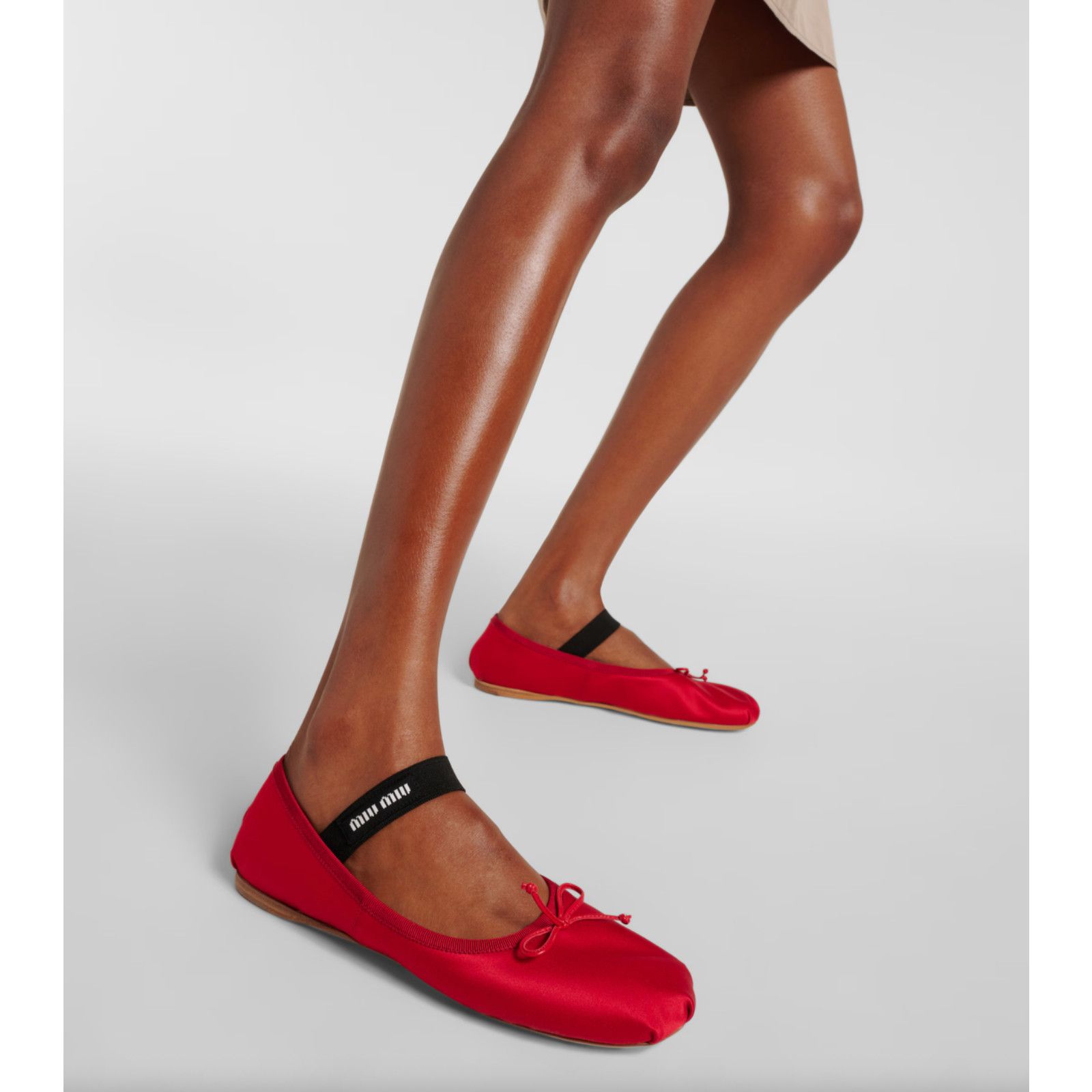 Miu Miu Miu Miu Satin Rosso Red Black White Logo Strap Bow Size US 9 / IT 39 - 3 Thumbnail