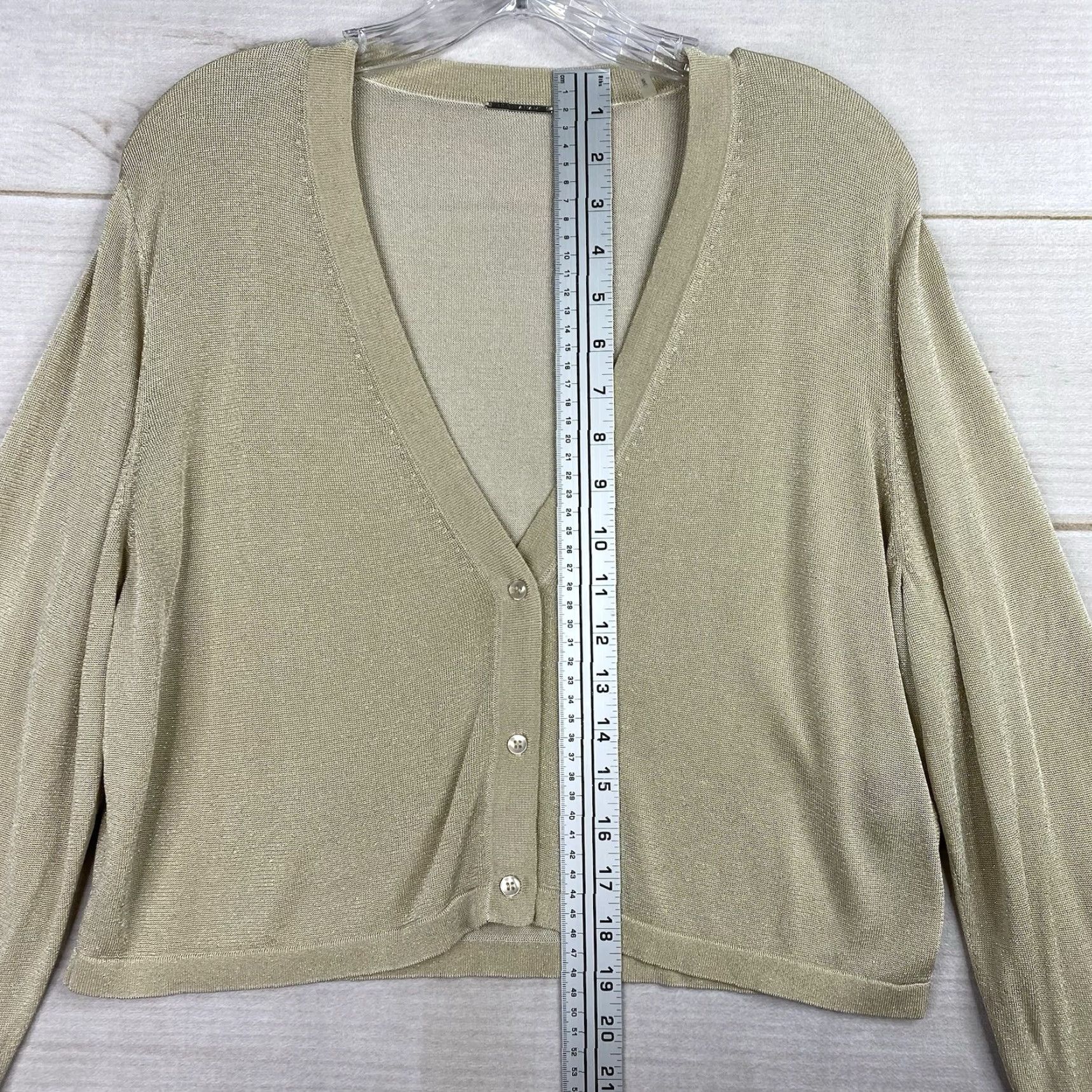 Elie Tahari Elie Tahari Cardigan XL Beige Gold Sparkly Long Sleeve Crop Button Up Topper Size XL / US 12-14 / IT 48-50 - 5 Thumbnail
