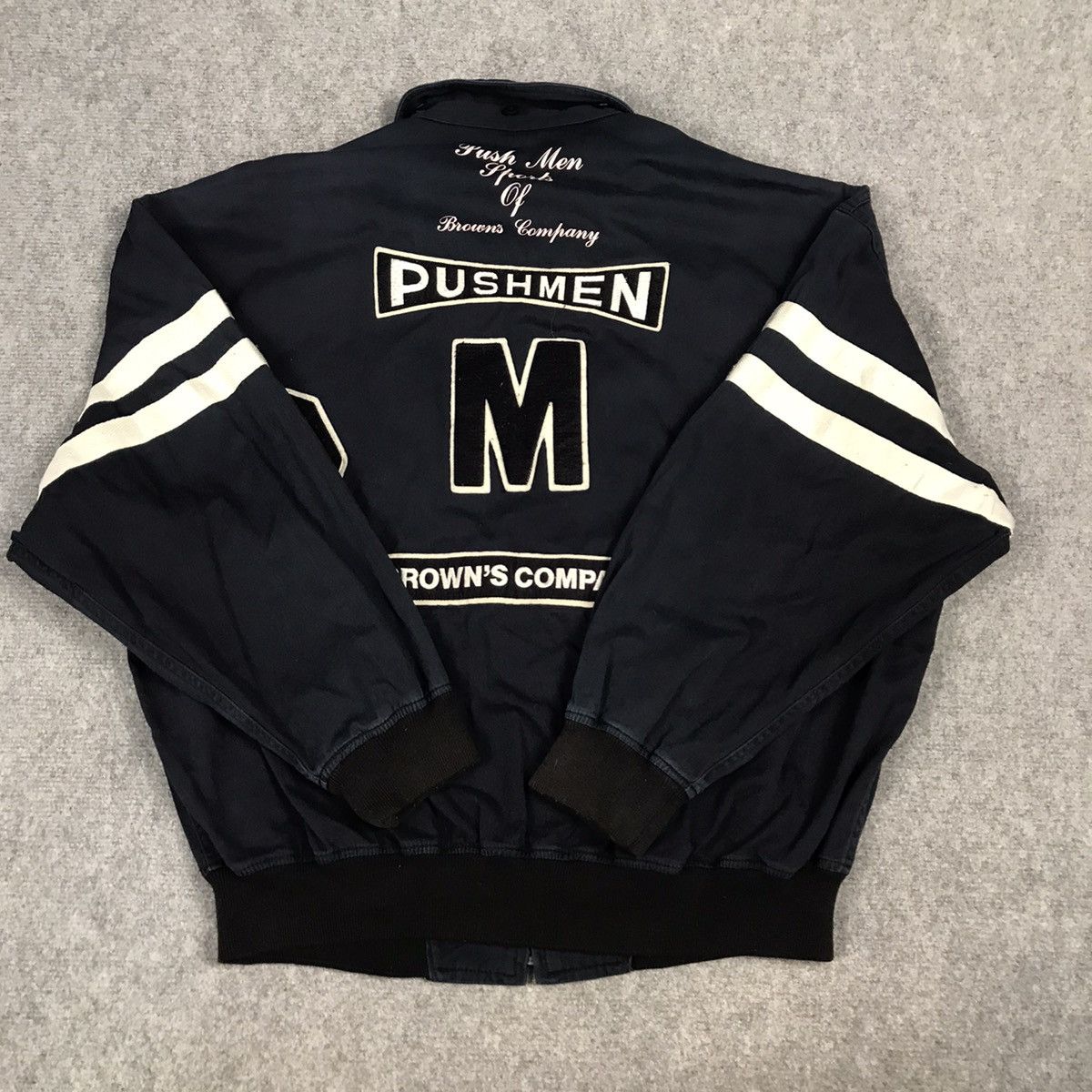 Japanese Brand PUSH MEN JAPANESE DESIGN BOMBER NAVY JACKET Size US L / EU 52-54 / 3 - 6 Thumbnail