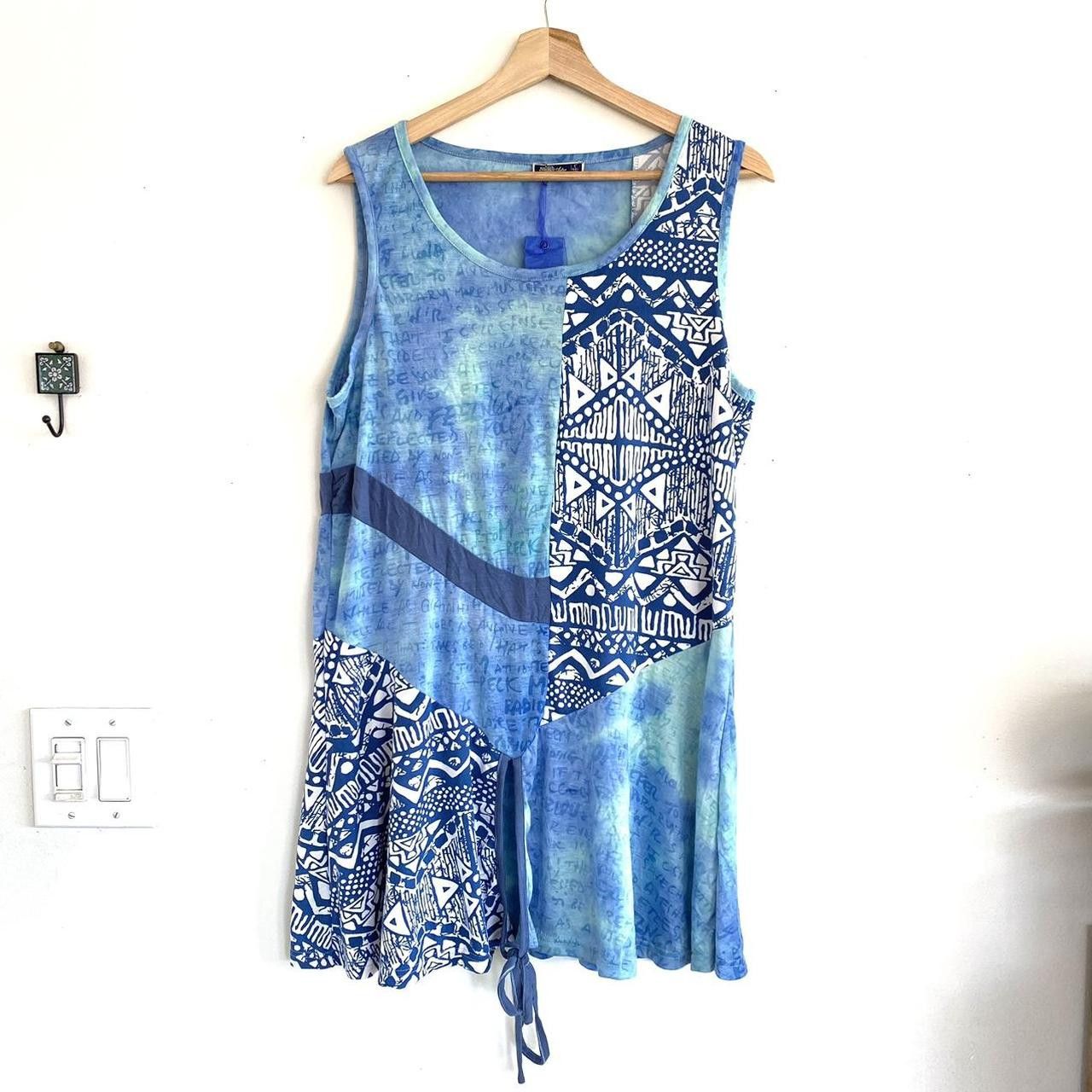 Vintage ASTER BLUE HAWAIIAN DROP WAIST CASUAL TROPICAL DRESS LARGE Size L / US 10 / IT 46 - 2 Thumbnail