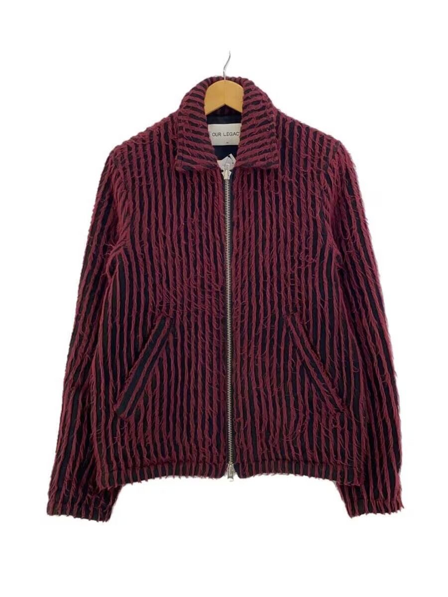 image of Our Legacy Fluffy Striped Zip Jacket in Red, Men's (Size Small)