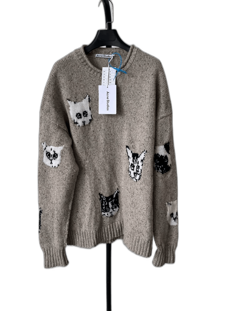 Acne Studios cat pattern crew neck sweater for men and women Size US S / EU 44-46 / 1 - 1 Thumbnail