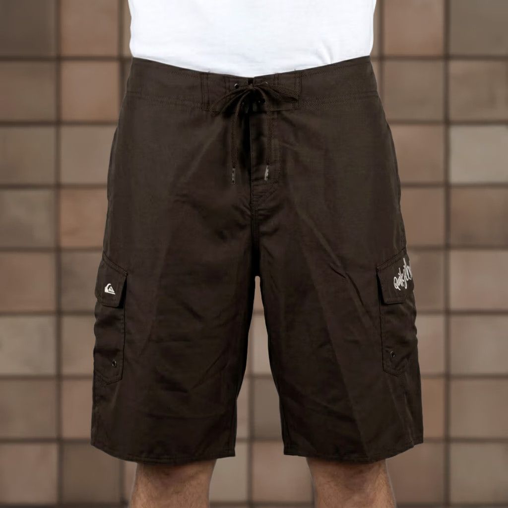 Quiksilver Y2K Cargo Shorts Brown Board Swim Trunks Size 34
