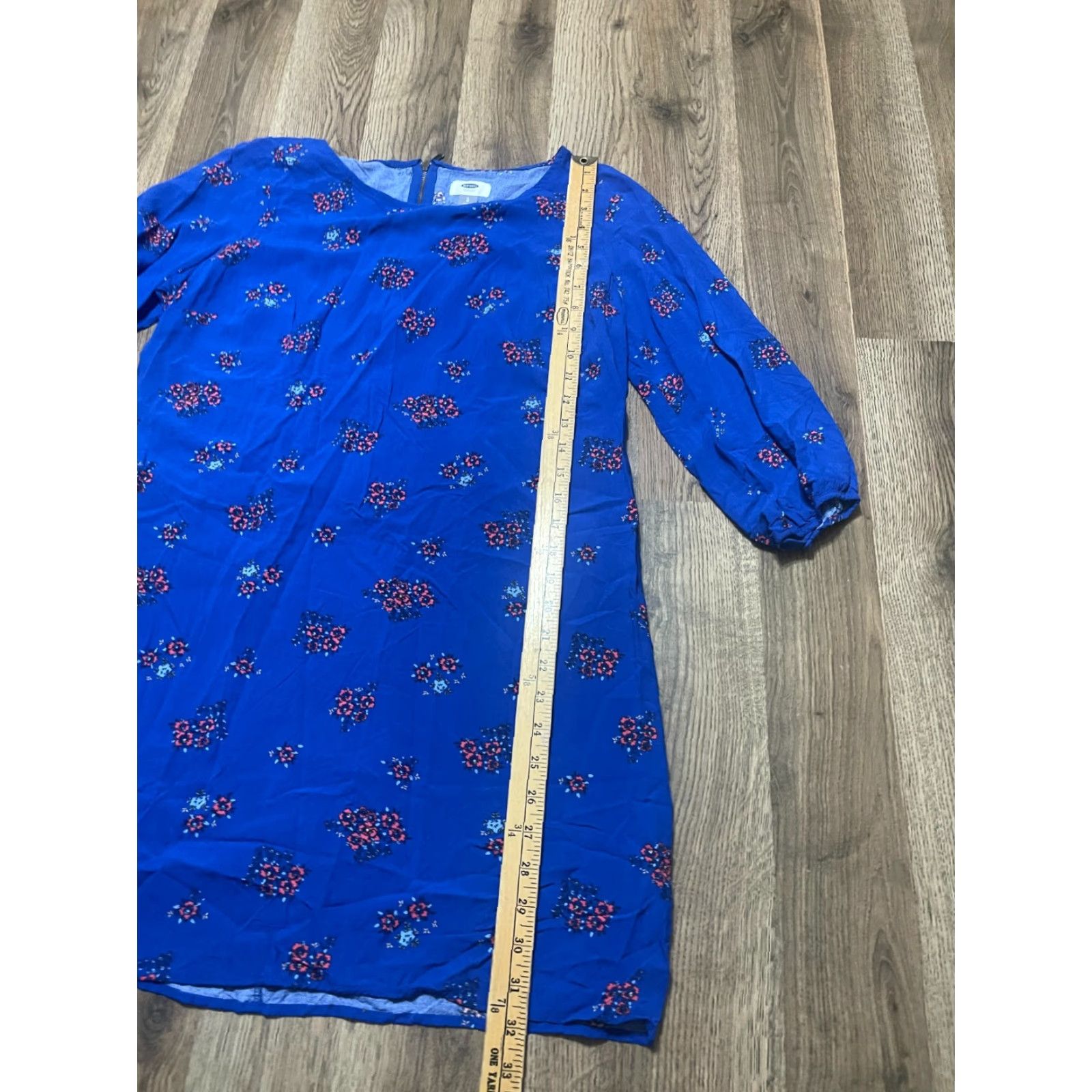 Old Navy Old Navy Dress Women L Back Blue Red Floral 3/4 Sleeve Zip Up Shirt Dress Size L / US 10 / IT 46 - 7 Thumbnail