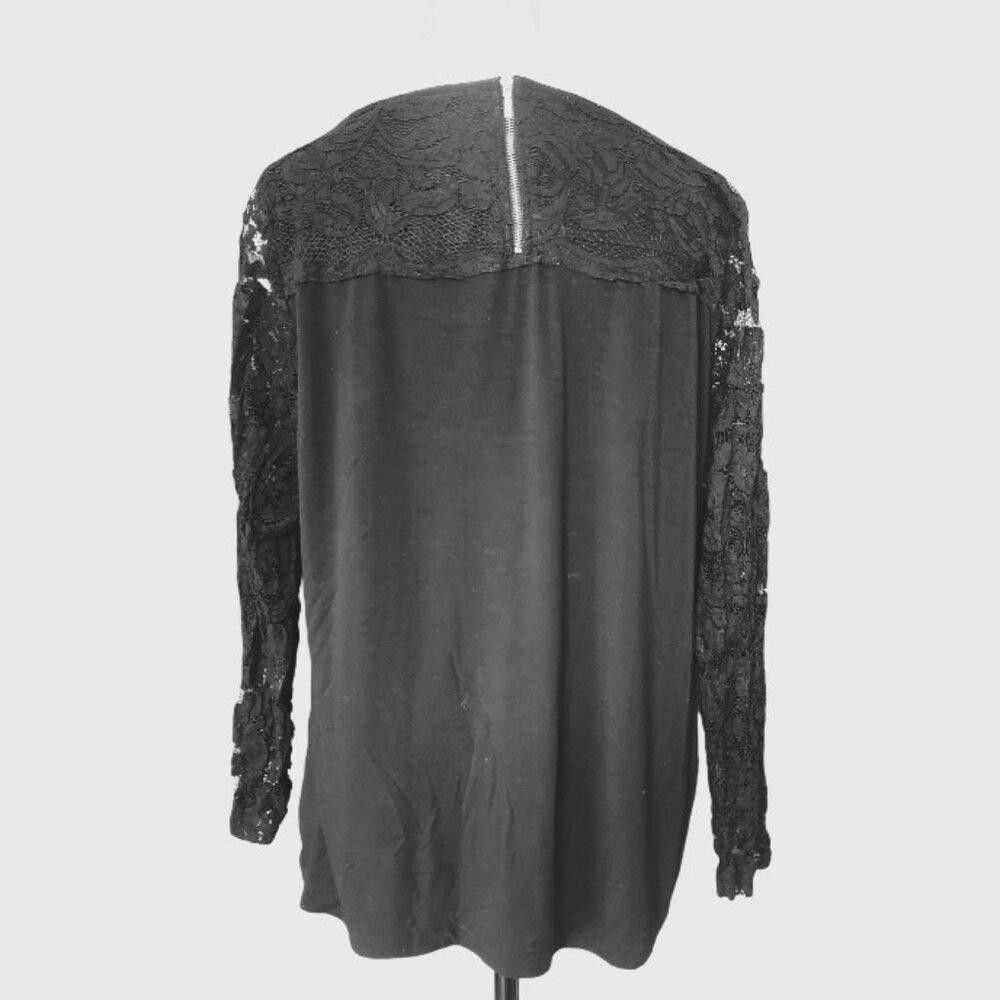Chicos CT1528 Chico's Black Lace Front Long Sleeve Top XL Size XL / US 12-14 / IT 48-50 - 5 Thumbnail