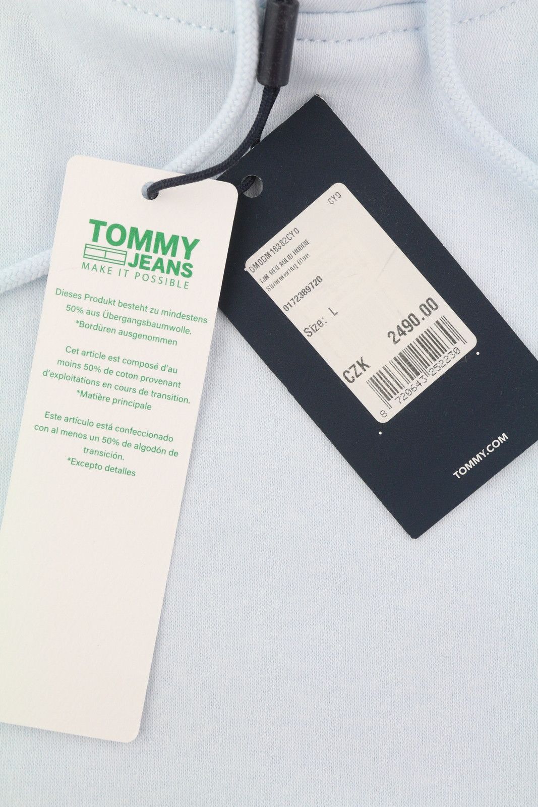 Tommy Hilfiger L Light Blue Kangaroo Pocket Hooded Hoodie 85000 Size US L / EU 52-54 / 3 - 6 Thumbnail
